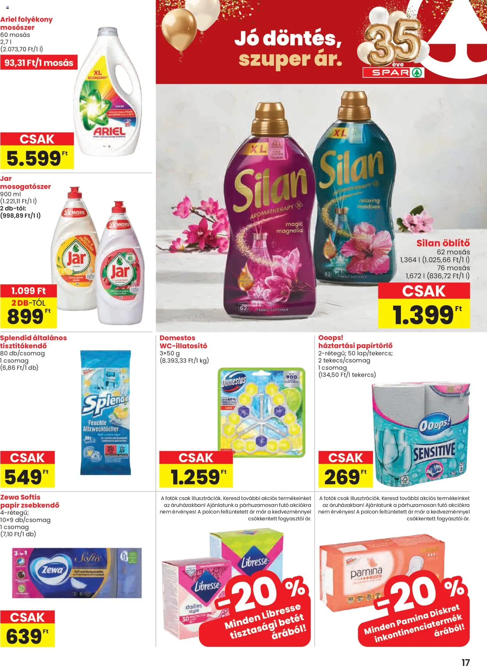 Spar akciós ujság - amely érvényes a következő dátumtól: 05.02.2026 | Oldal: 17 | Termékek: Lime, Papírtörlő, Öblítő, Folyékony mosószer