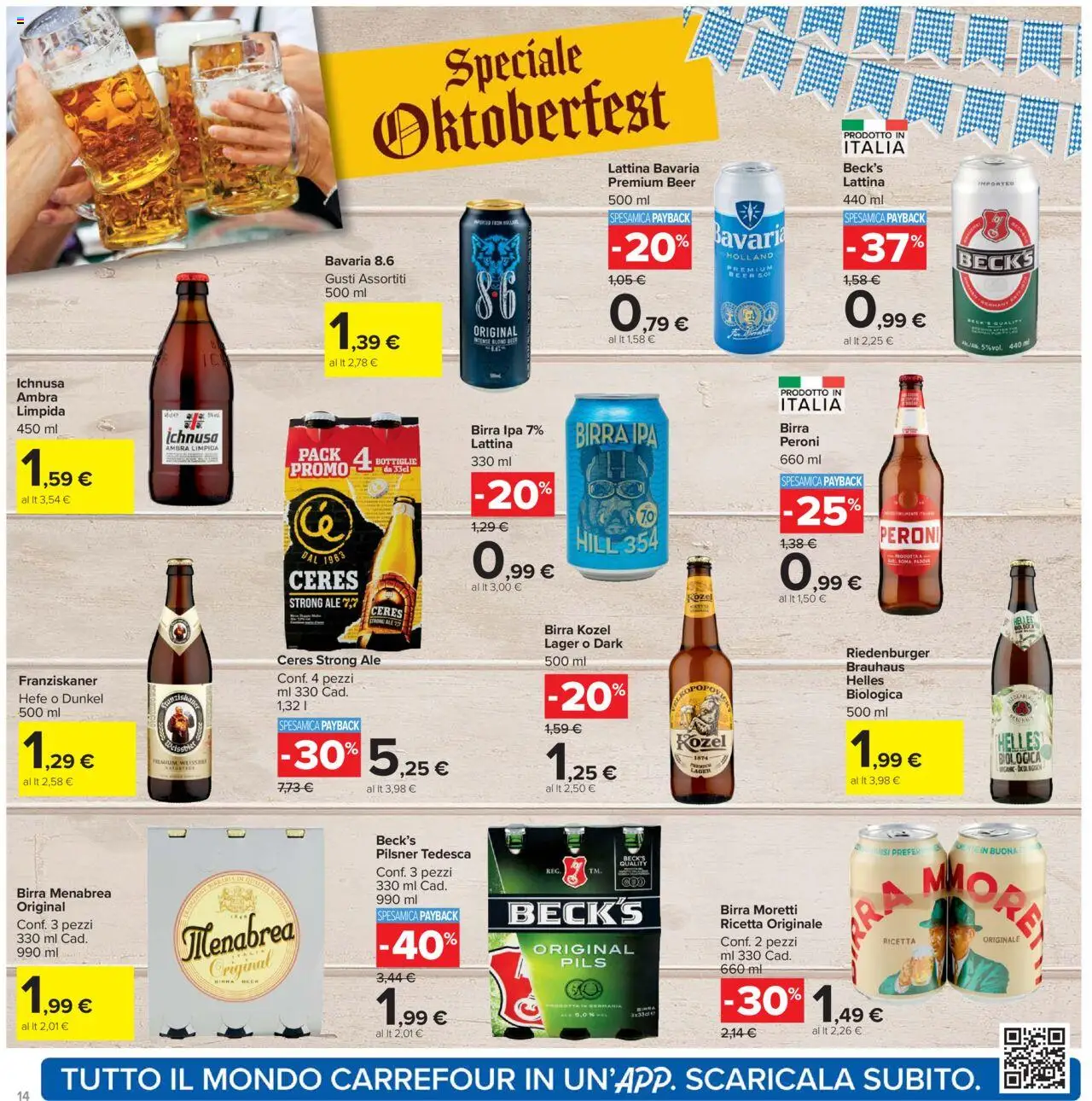 Volantino Carrefour del 15.09.2025 | Pagina: 14 | Prodotti: Birra, Birra Moretti, Ceres
