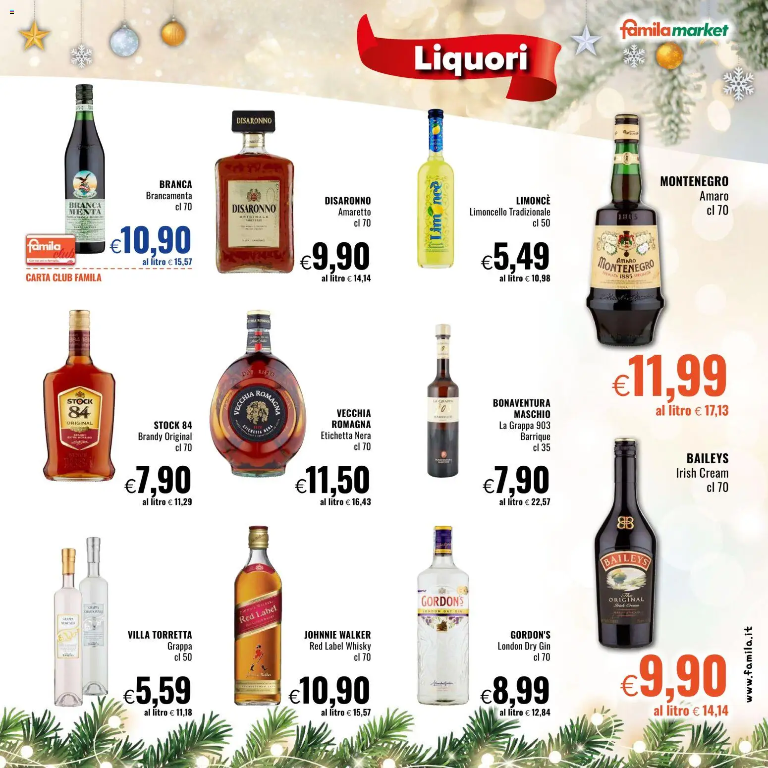 Volantino Famila del 11.12.2025 | Pagina: 13 | Prodotti: Gin, Whisky, Menta, Amaro