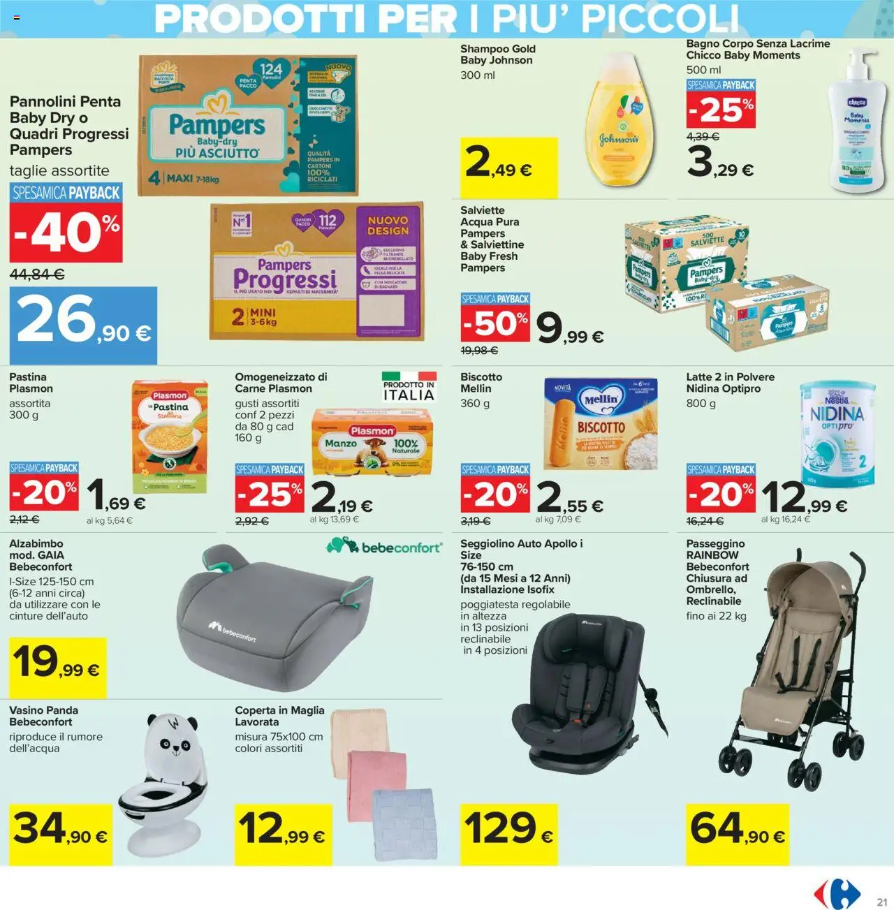 Volantino Carrefour del 10.10.2025 | Pagina: 21 | Prodotti: Manzo, Latte, Seggiolino, Bagno