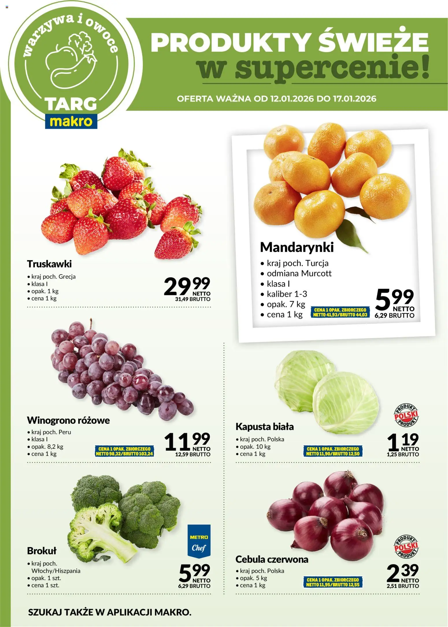 Makro Gazetka - Produkty świeże w supercenie od 12.01.2026 | Strona: 5 | Produkty: Kapusta, Brokuł, Truskawki, Owoce