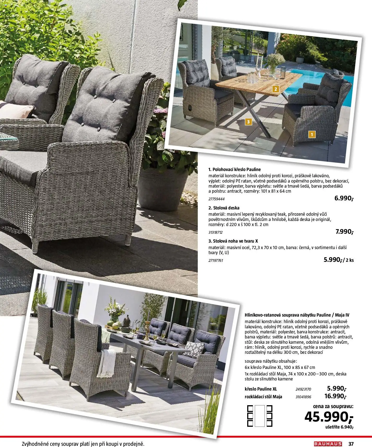 Bauhaus katalog Záhradní nábytek od 08.04.2026 | Strana: 37 | Produkty: Křeslo, Stůl