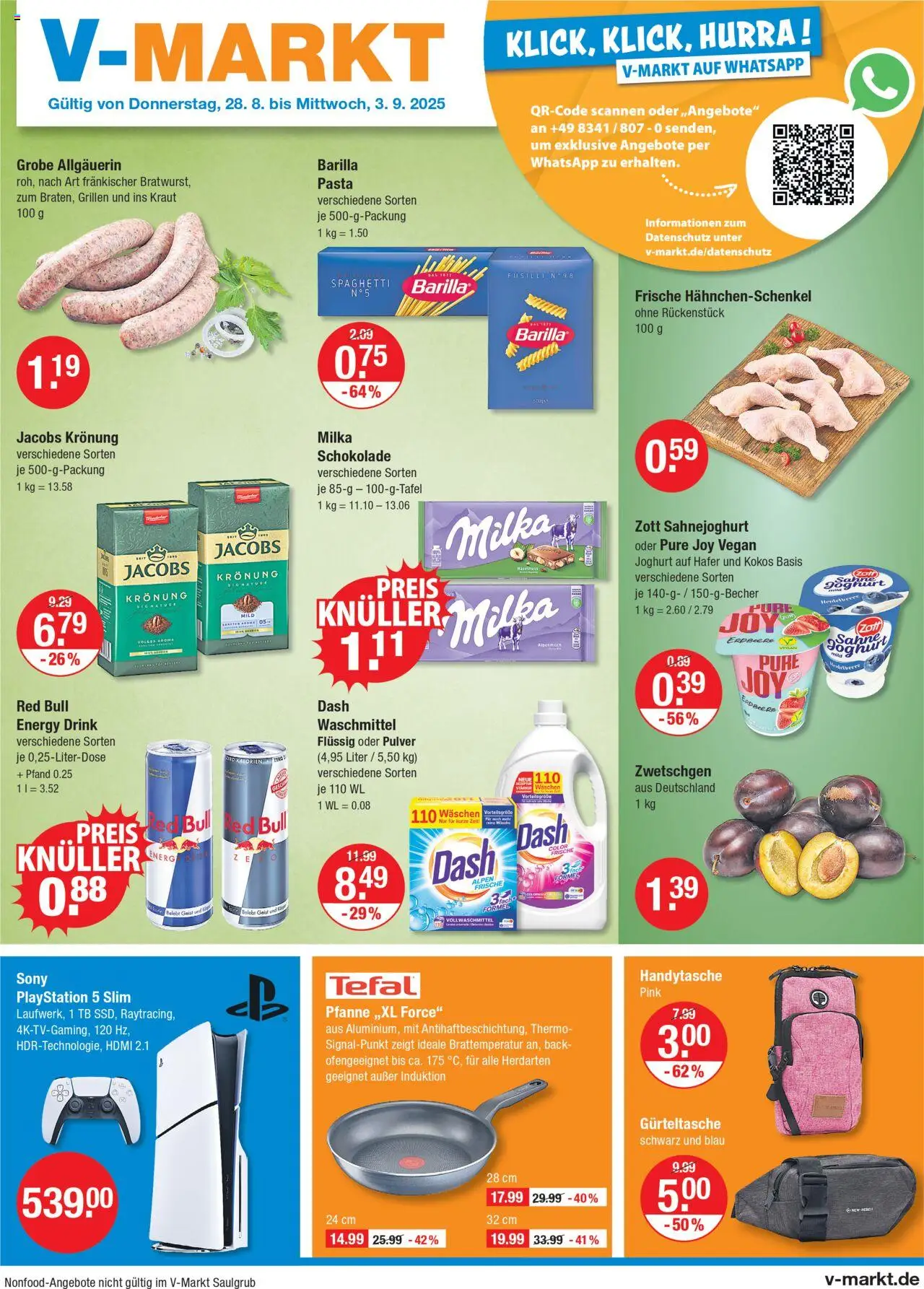 V-Markt - /Oberbayern - gültig ab dem 28.08.2025 | Seite: 1 | Produkte: Sony, Joghurt, Barilla, Schokolade