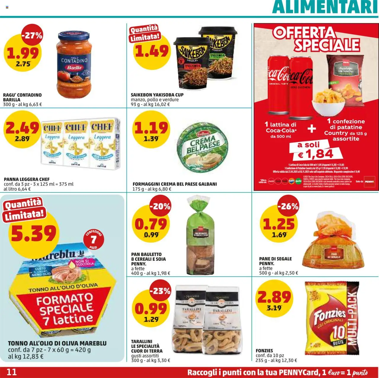 Volantino PENNY del 23.10.2025 | Pagina: 11 | Prodotti: Crema, Pane, Patatine, Tonno