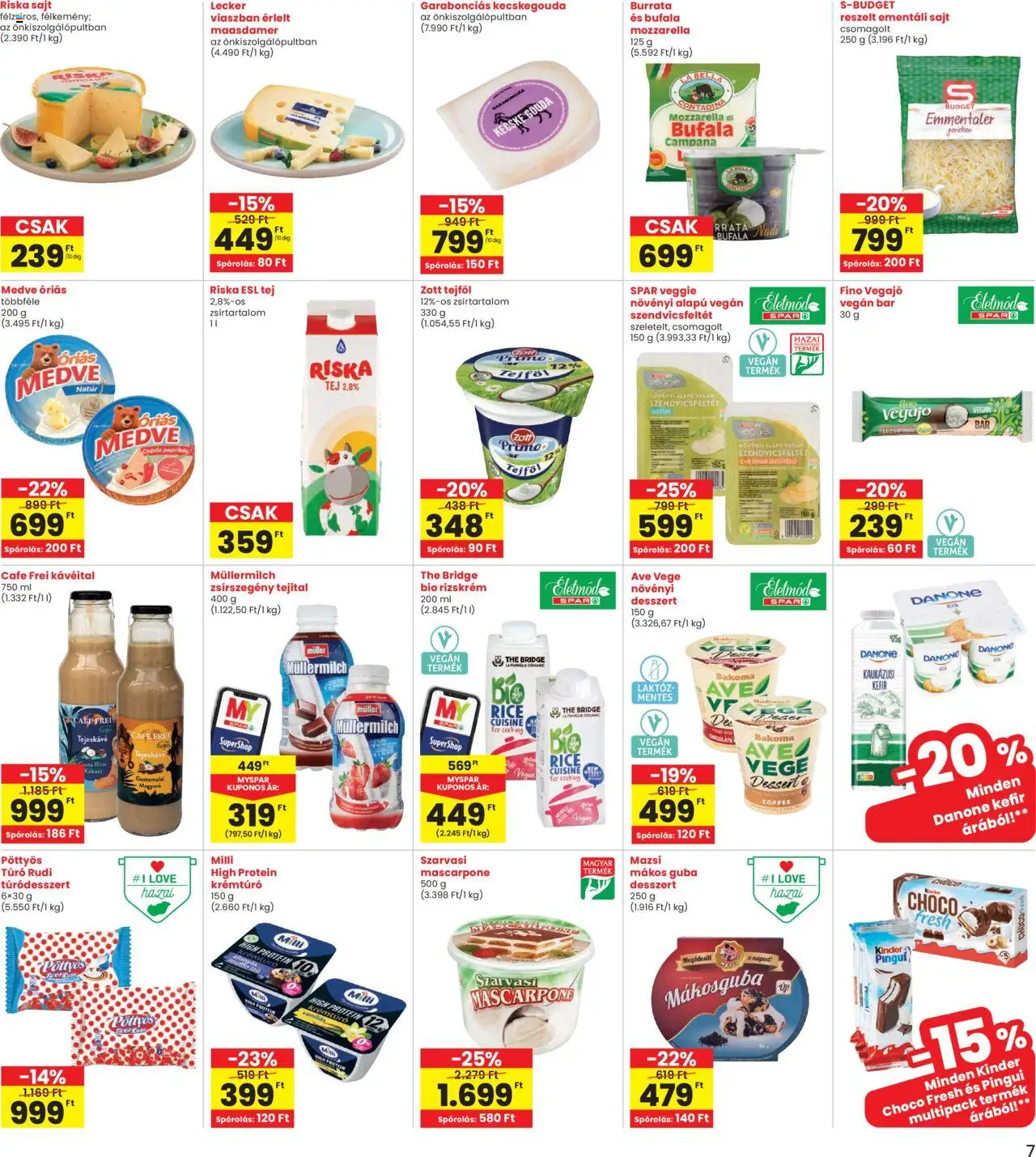 Interspar akciós ujság - amely érvényes a következő dátumtól: 14.08.2025 | Oldal: 7 | Termékek: Kefir, Túró rudi, Túró, Burrata