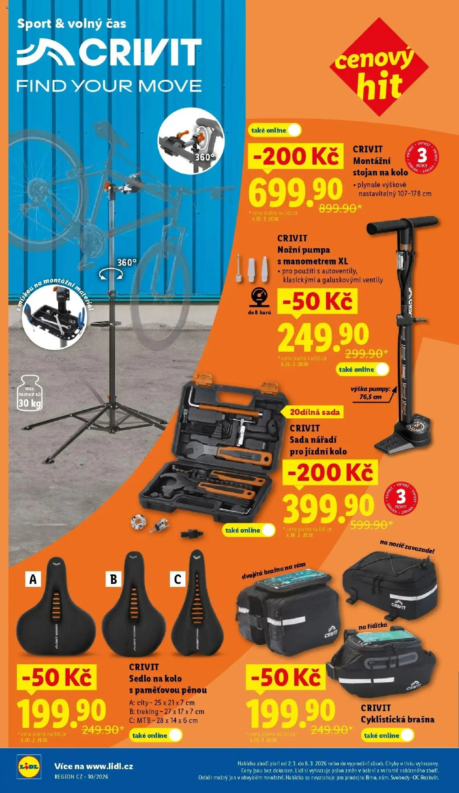 Lidl aktuální leták od 02.03.2026 | Strana: 34 | Produkty: Kolo, Nářadí, Pumpa, Stojan na kolo