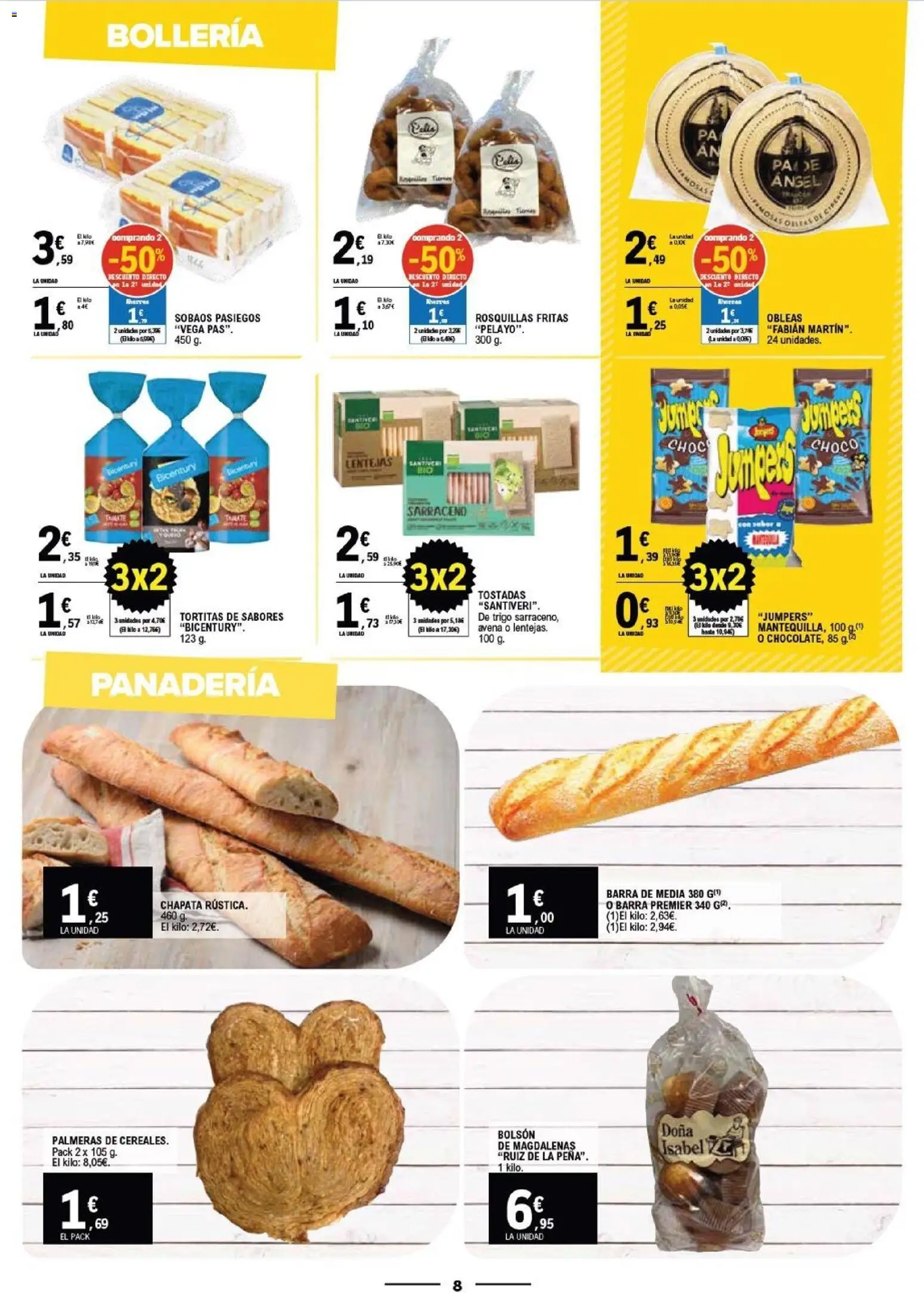 E.Leclerc Mas Barato │ válido desde el 04.03.2026 | Página: 8 | Productos: Palmeras, Magdalenas, Panadería