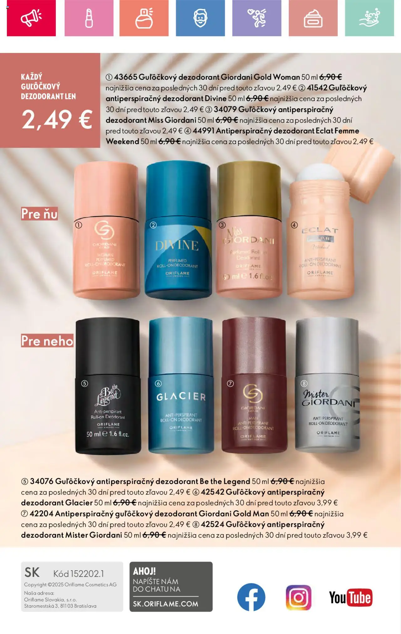 Katalóg Oriflame 10 2025 │ platný od 06.07.2025 | Strana: 164 | Produkty: Dezodorant, Antiperspirant