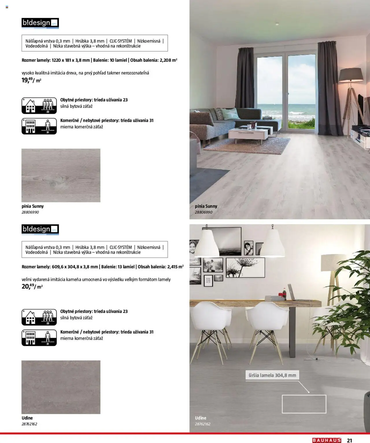 Bauhaus katalóg Podlahové krytiny │ platný od 04.08.2025 | Strana: 21 | Produkty: Lamely