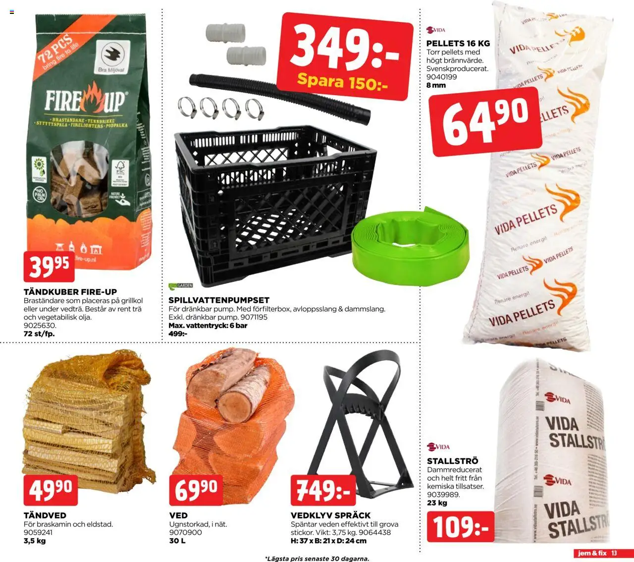 Jem & Fix reklamblad aktuell från 05.10.2025 | Sida: 13 | Produkter: Grillkol, Vedklyv