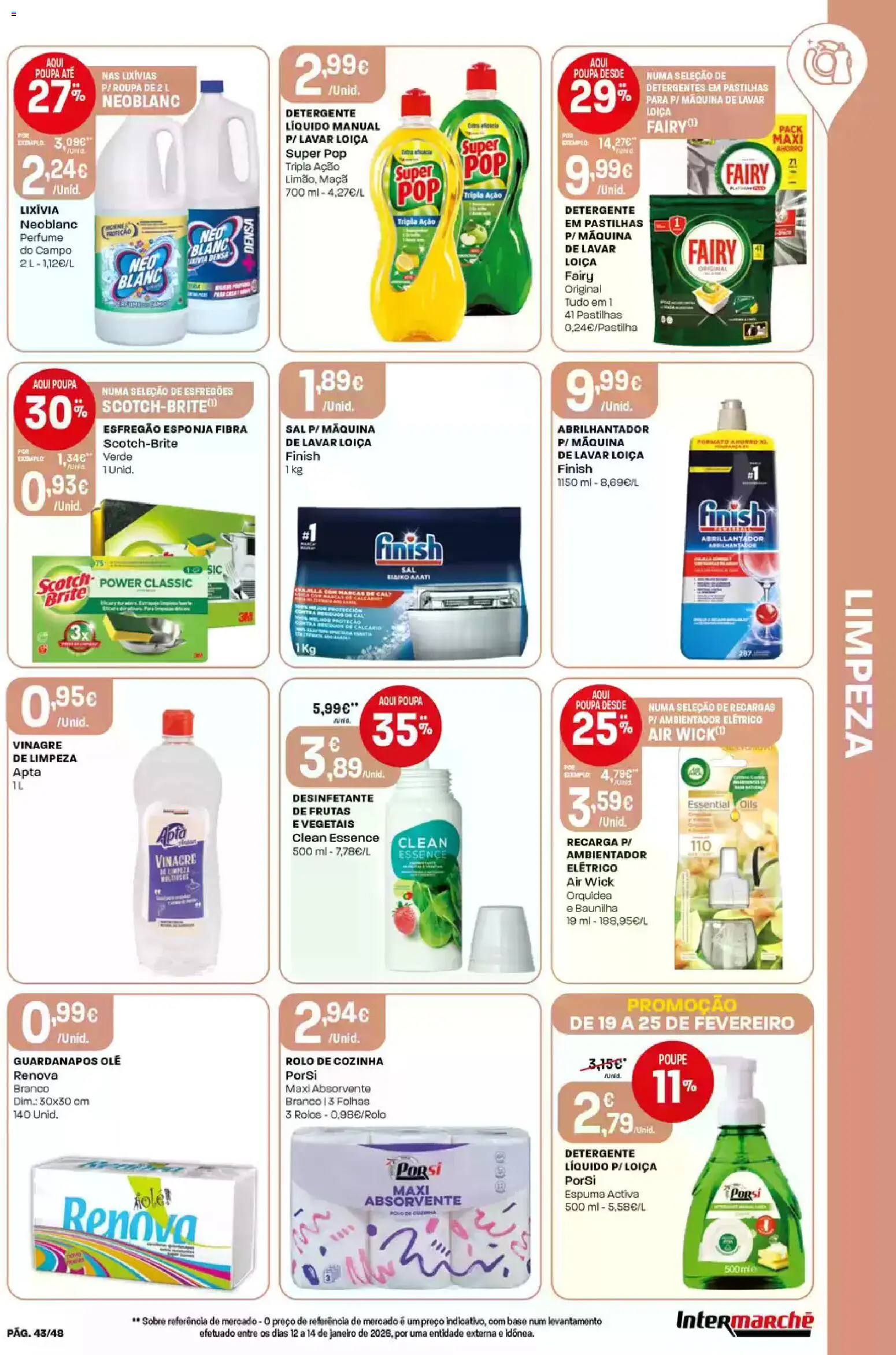 Intermarché folheto │ válido de 19.02.2026 | Página: 43 | Produtos: Esfregão, Máquina de lavar, Esponja, Detergente