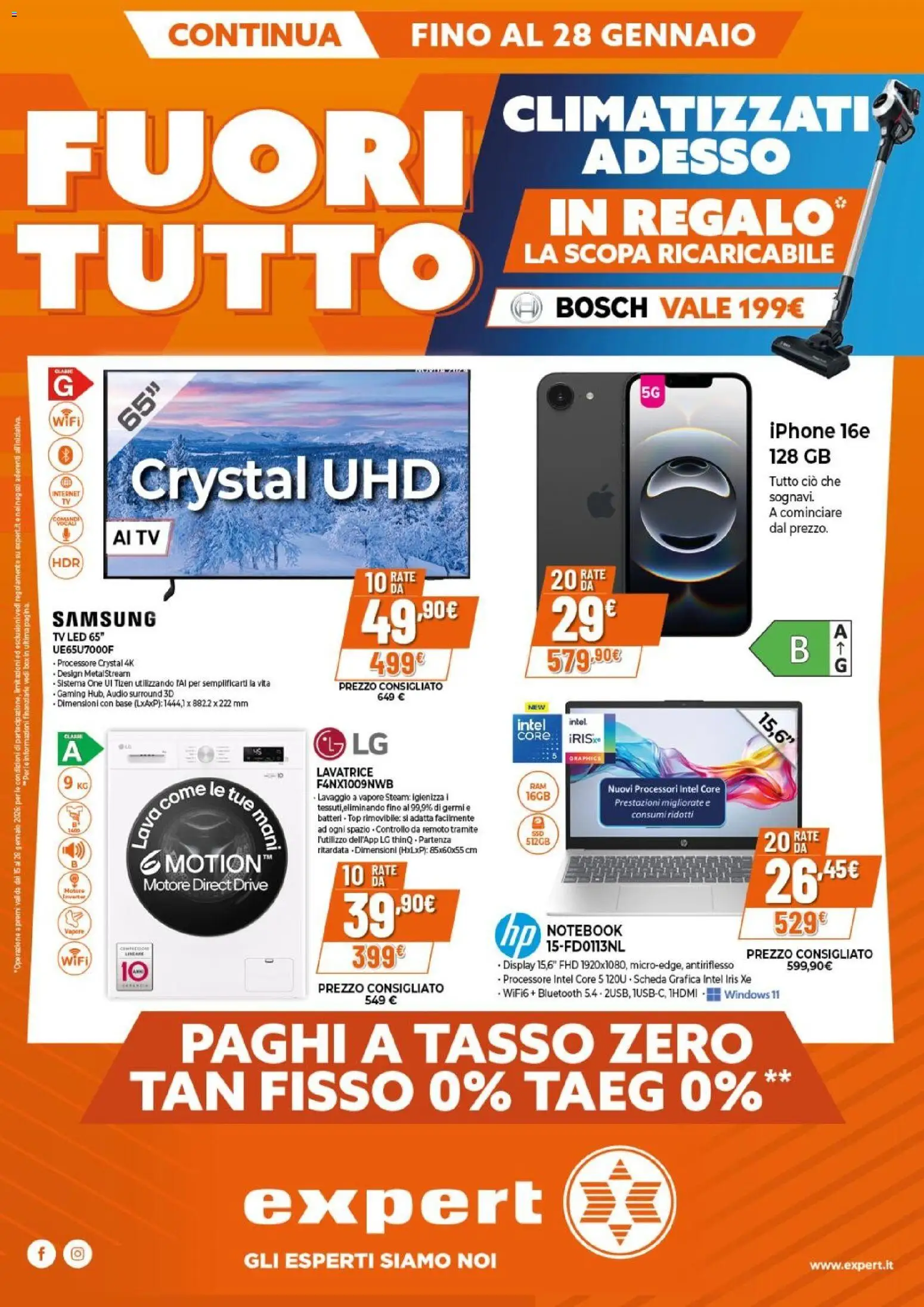 Volantino Expert del 15.01.2026 | Pagina: 1 | Prodotti: Top, Lavatrice, Scopa, Samsung