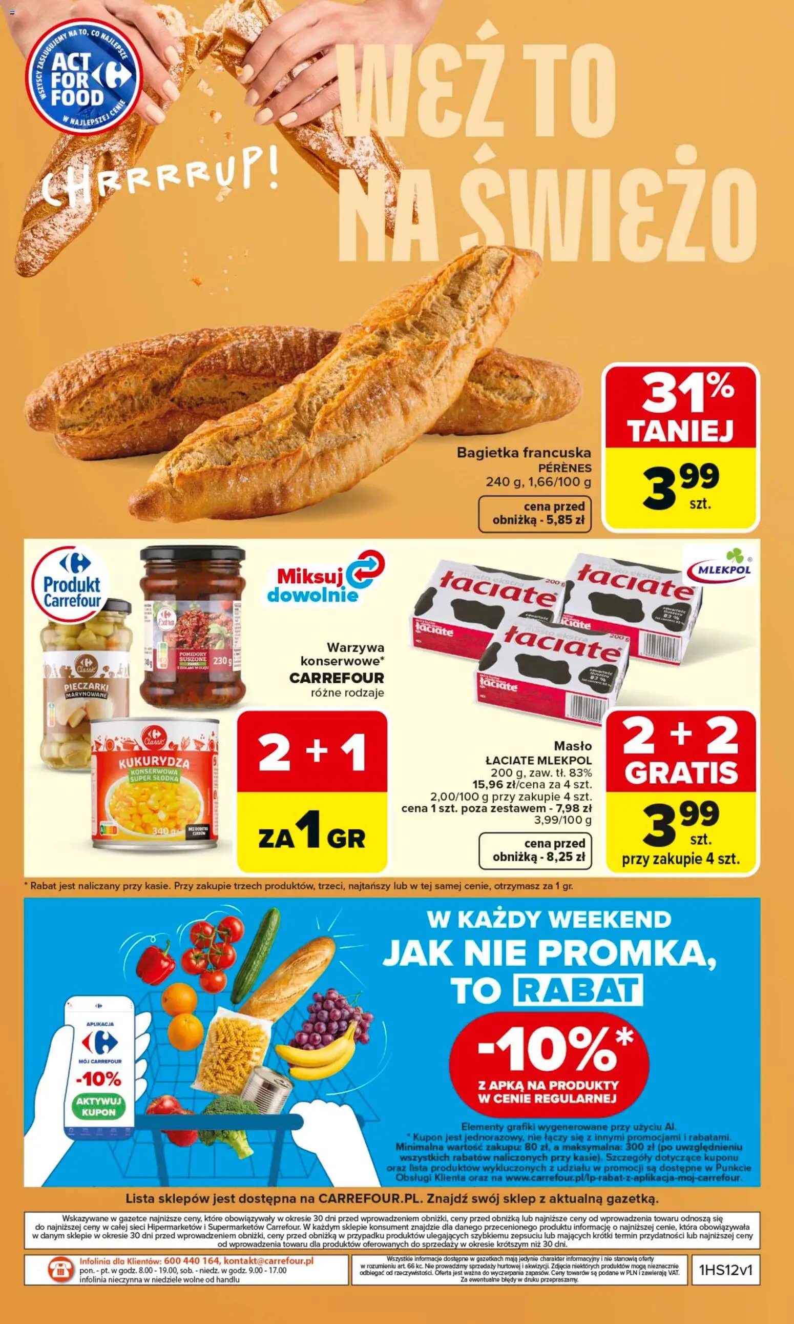Carrefour gazetka od 16.03.2026 | Strona: 50 | Produkty: Pieczarki, Bagietka, Masło, Warzywa