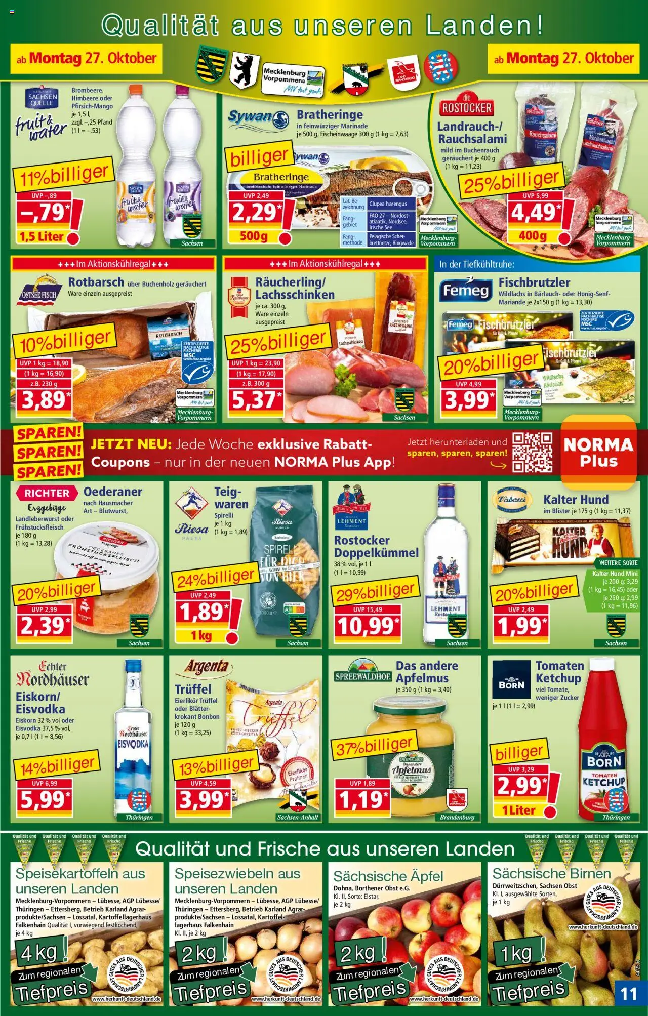 Norma Prospekt 	 – gültig ab 27.10.2025 | Seite: 11 | Produkte: Äpfel, Obst, Himbeere, Ketchup