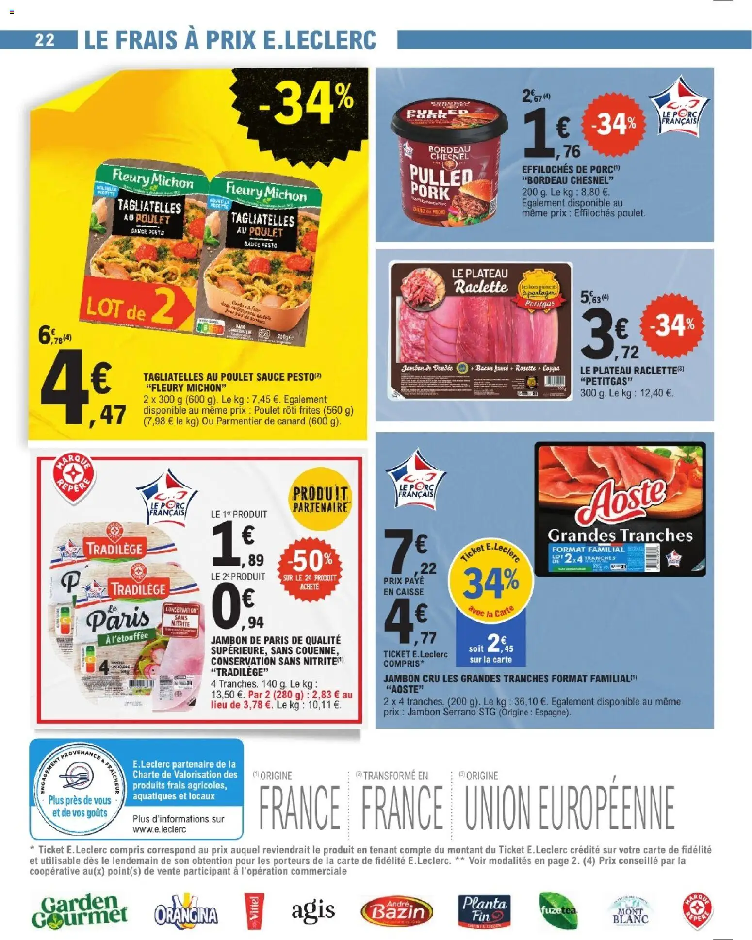 {H1} | Page: 22 | Produits: Orangina, Frites, Raclette, Jambon serrano