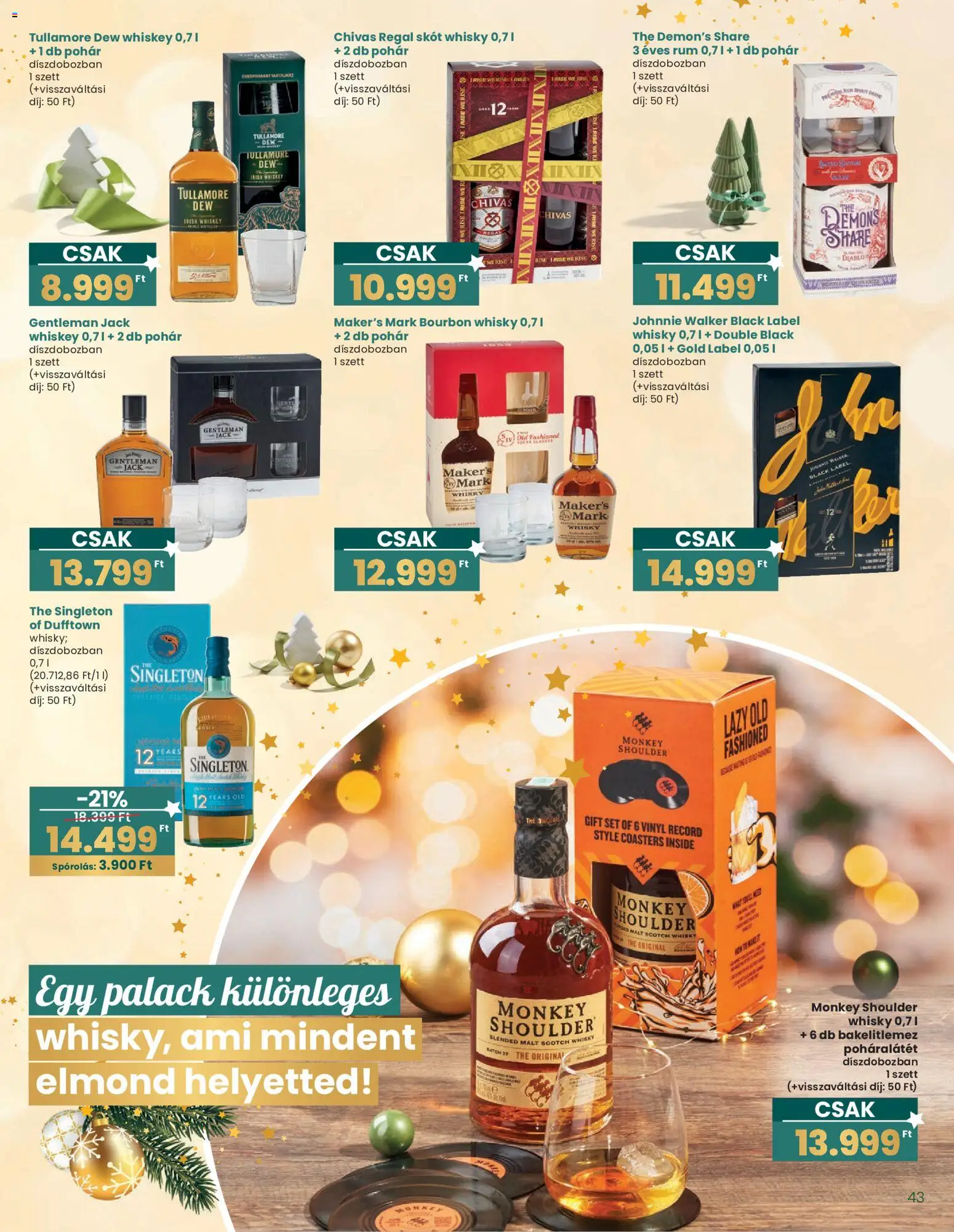 Interspar akciós ujság - amely érvényes a következő dátumtól: 20.12.2025 | Oldal: 43 | Termékek: Poháralátét, Bourbon, Whisky, Pohár