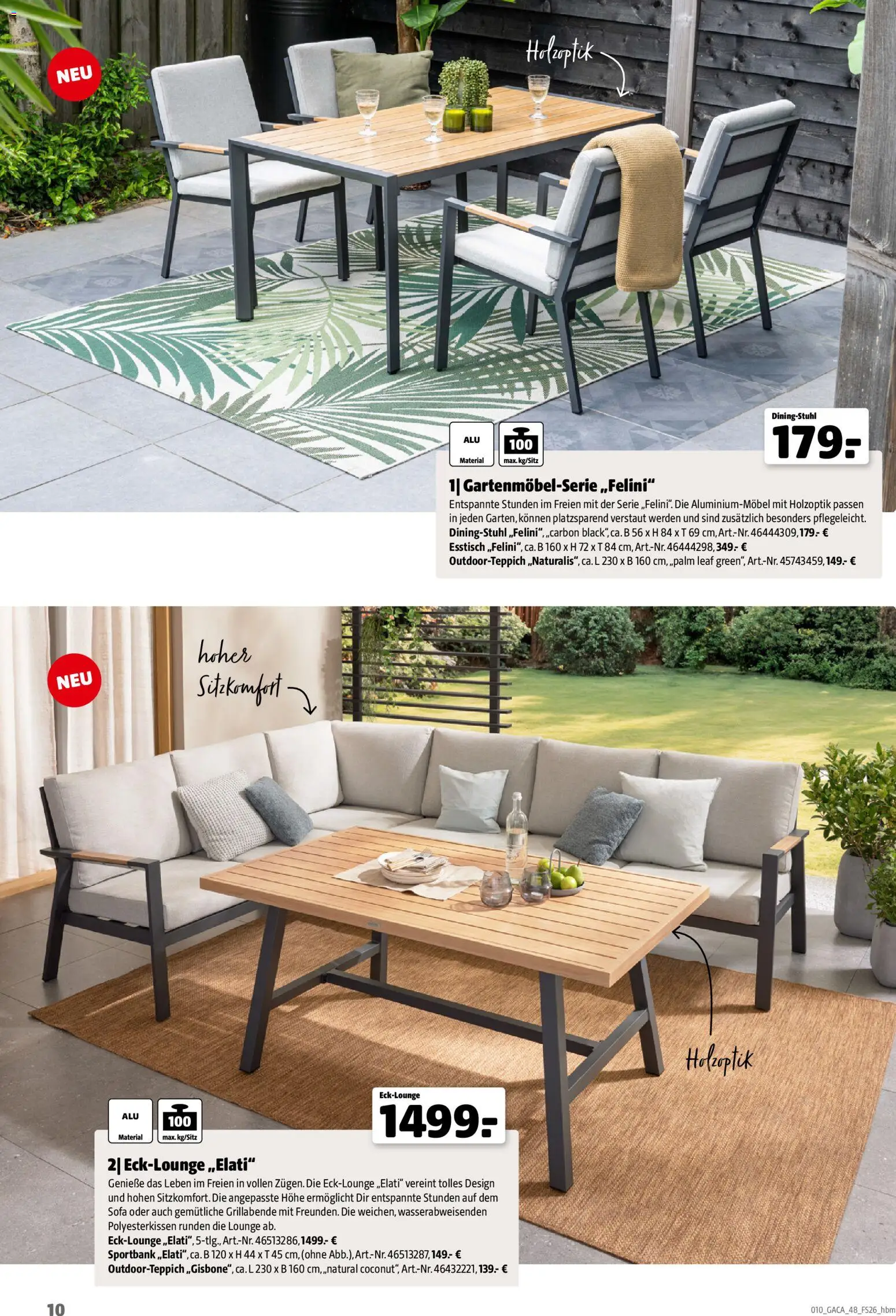 Hagebau Gartenmöbelsortiment – gültig ab 02.03.2026 | Seite: 10 | Produkte: Esstisch, Sofa