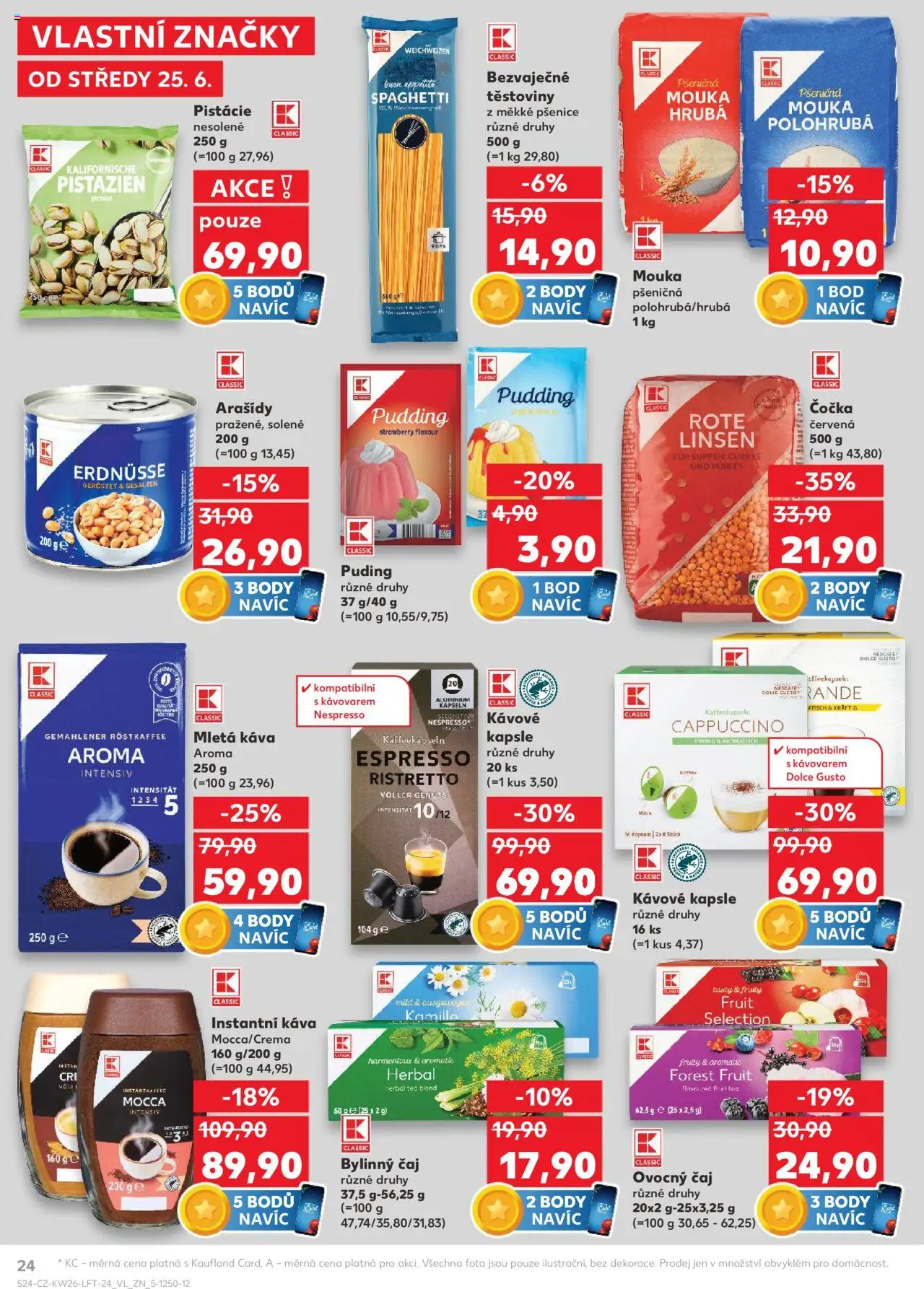 Kaufland leták od 25.06.2025 | Strana: 24 | Produkty: Nescafé Dolce Gusto, Kapsle, Instantní káva, Pistácie