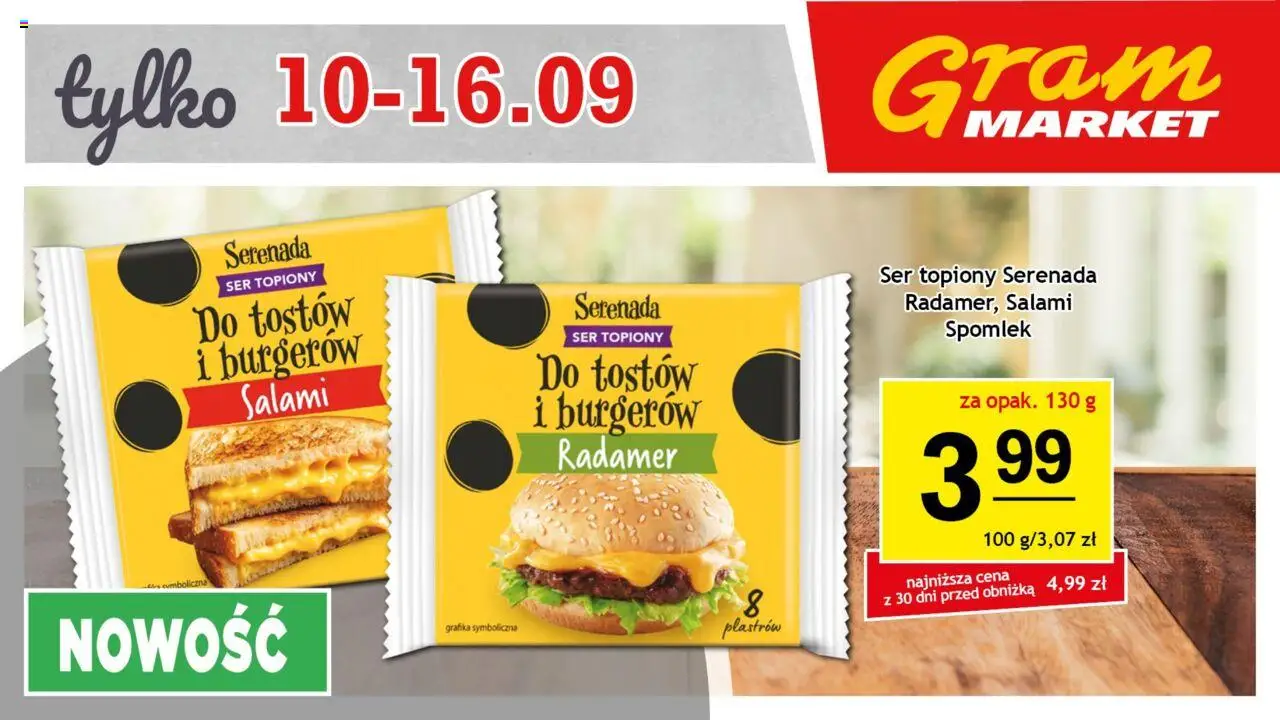 Gram Market Gazetka - Niesłychanie Niskie Ceny od 10.09.2025 | Strona: 8 | Produkty: Ser topiony, Ser, Salami