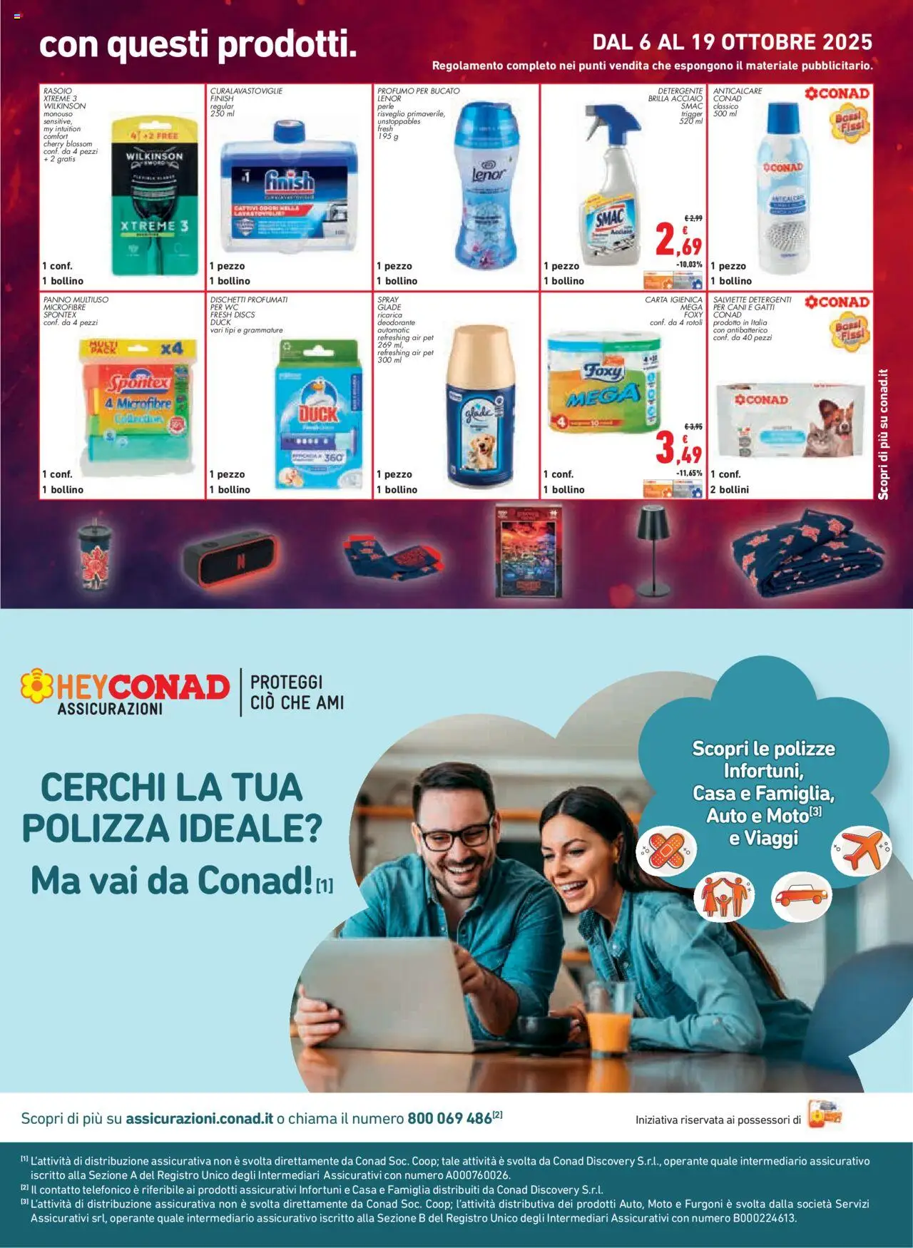 Volantino Conad del 09.10.2025 | Pagina: 19 | Prodotti: Rasoio, Carta igienica, Detergente, Lavastoviglie