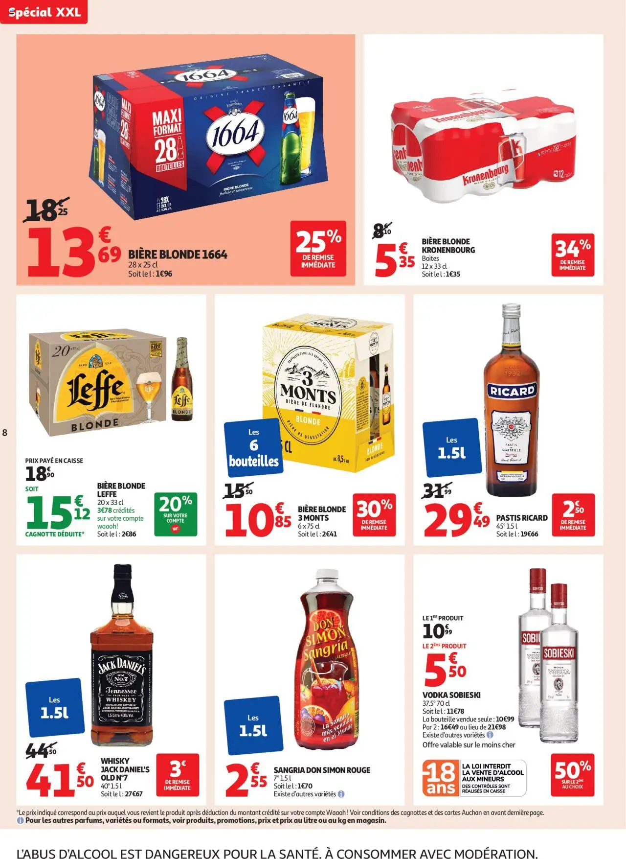  | Page: 8 | Produits: Vodka, Biere blonde 1664, Whisky, Pastis