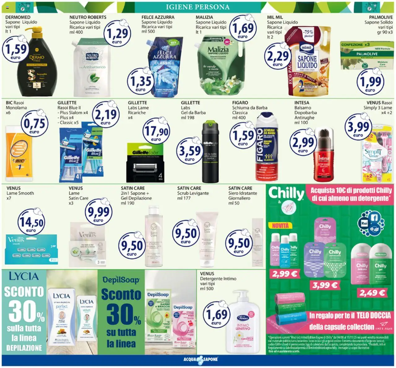 Volantino Acqua e Sapone del 11.08.2025 | Pagina: 11 | Prodotti: Balsamo, Schiuma da barba, Detergente intimo, Menta