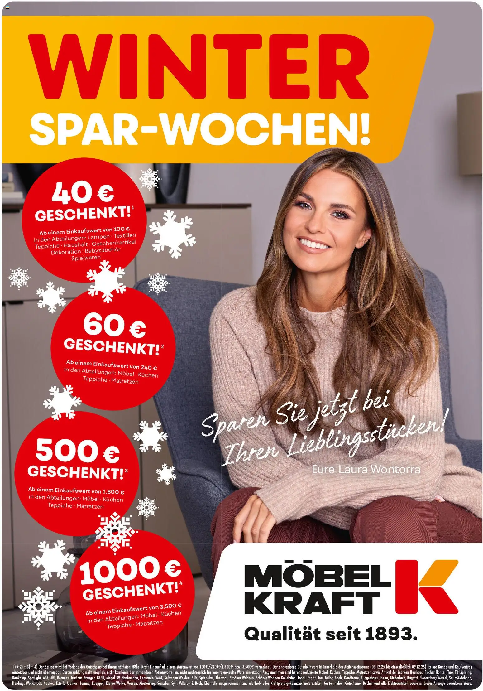 Möbel Kraft Winter Spar Wochen – gültig ab 03.12.2025 | Seite: 1 | Produkte: Kuchen