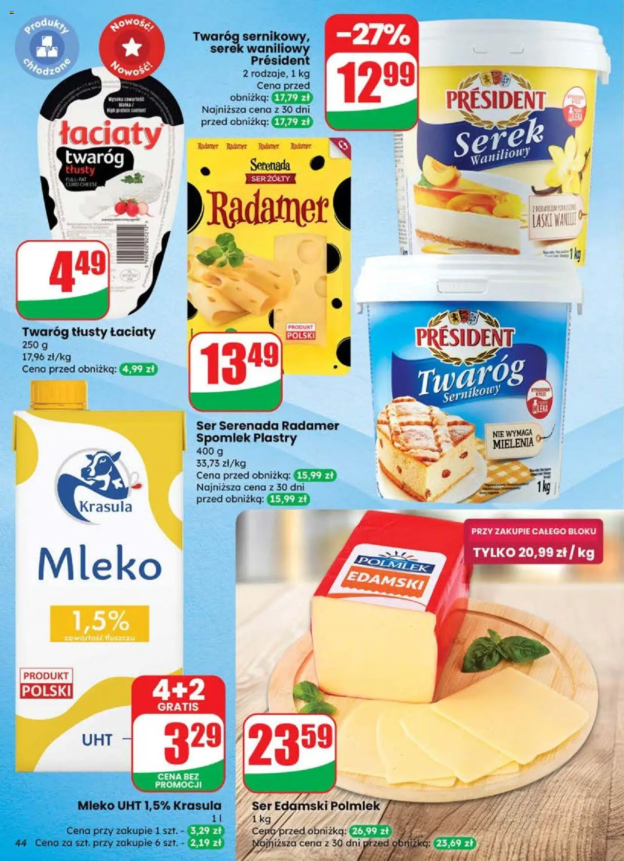 Dino Gazetka od 18.06.2025 | Strona: 44 | Produkty: Twaróg tłusty, Serek, Mleko, Twaróg