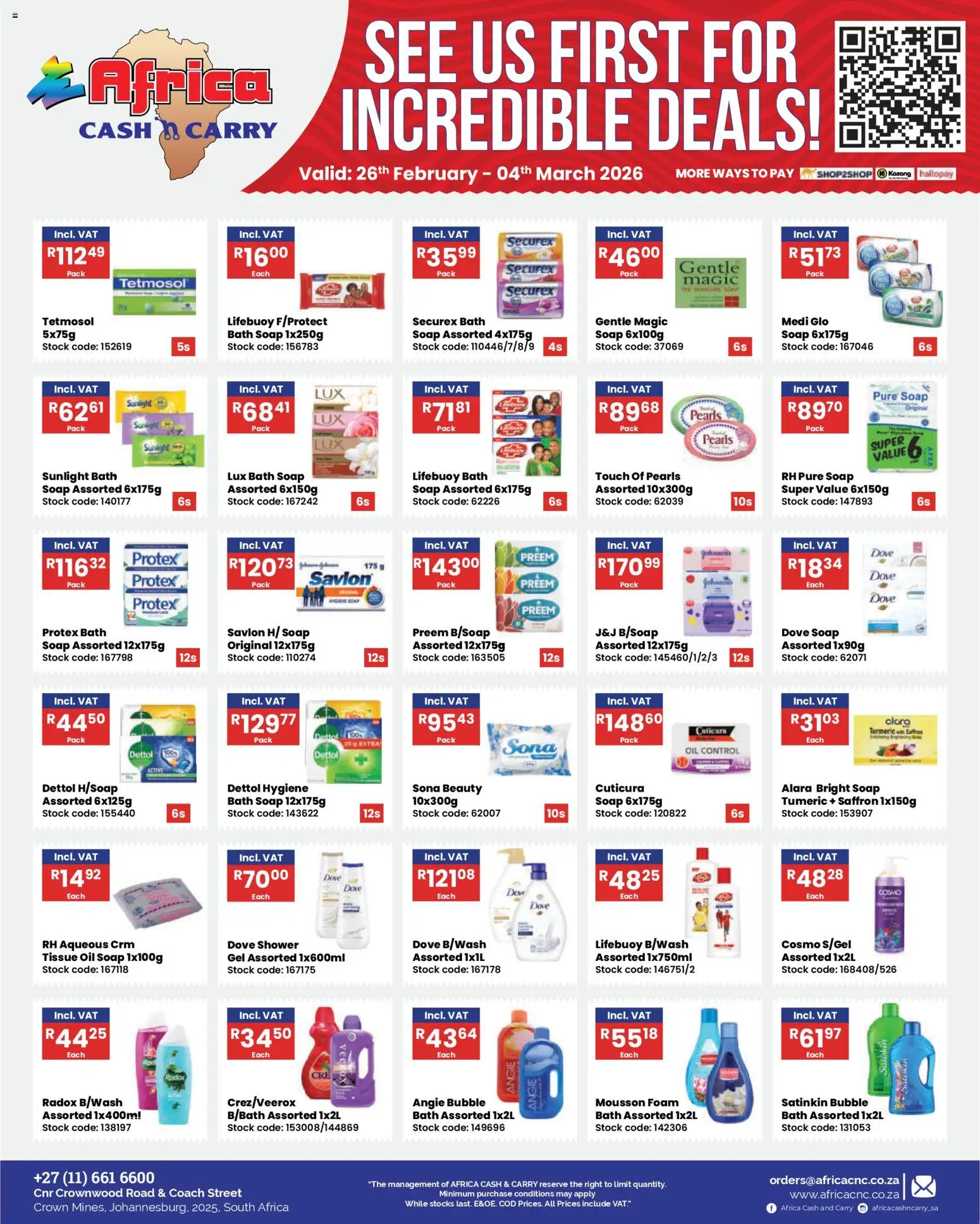 New Africa Cash & Carry catalogue – valid from 26.02.2026 | Page: 7 | Products: Shower, Oil, Soap, Foam