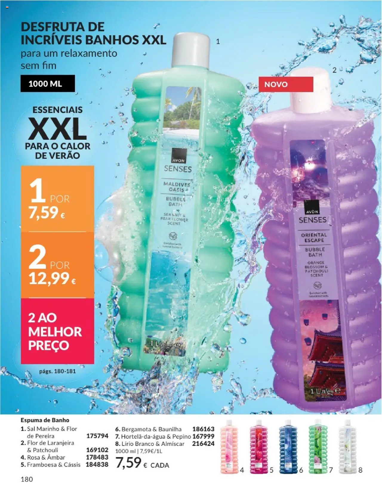 Catálogo Avon Campanha 8 │ válido de 01.08.2025 | Página: 180 | Produtos: Espuma de banho, Sal, Banho