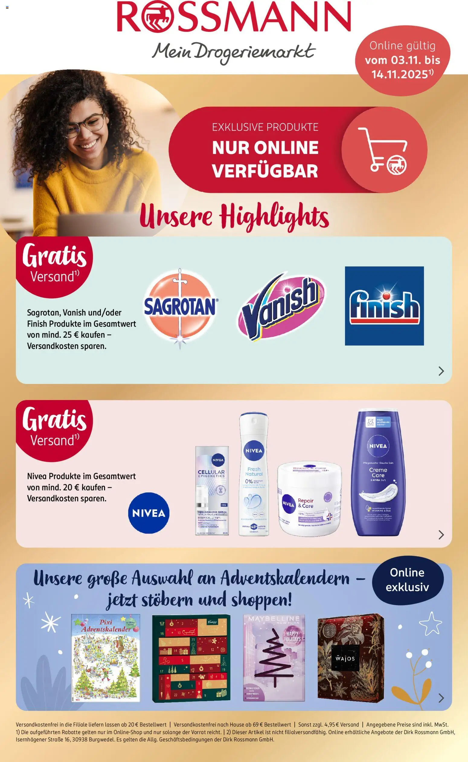 Rossmann Onlineprospekt – gültig ab 03.11.2025 | Seite: 1 | Produkte: Duft, Finish, Deodorant, Serum