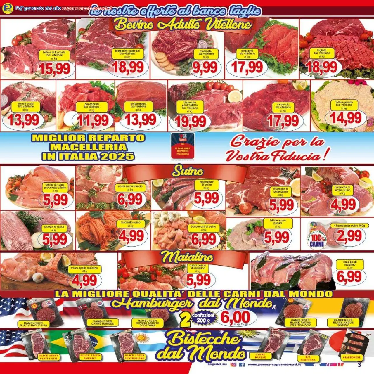 Volantino Pewex del 13.06.2025 | Pagina: 3 | Prodotti: Arrosto, Suino, Hamburger, Macinato