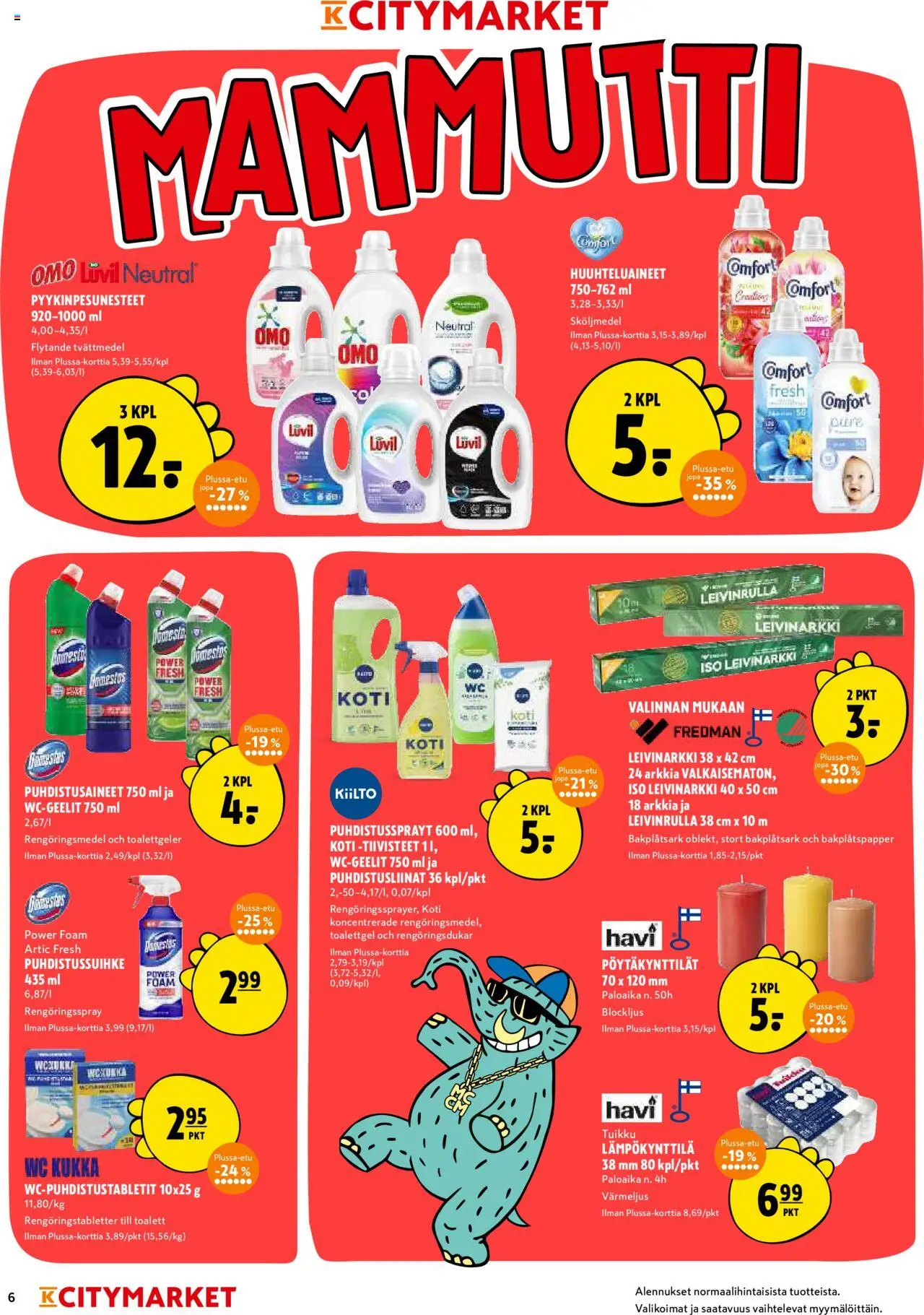 K-Citymarket tarjoukset – voimassa 09.10.2025 alkaen | Sivu: 6 | Tuotteet: Puhdistusliinat, WC, Puhdistussuihke