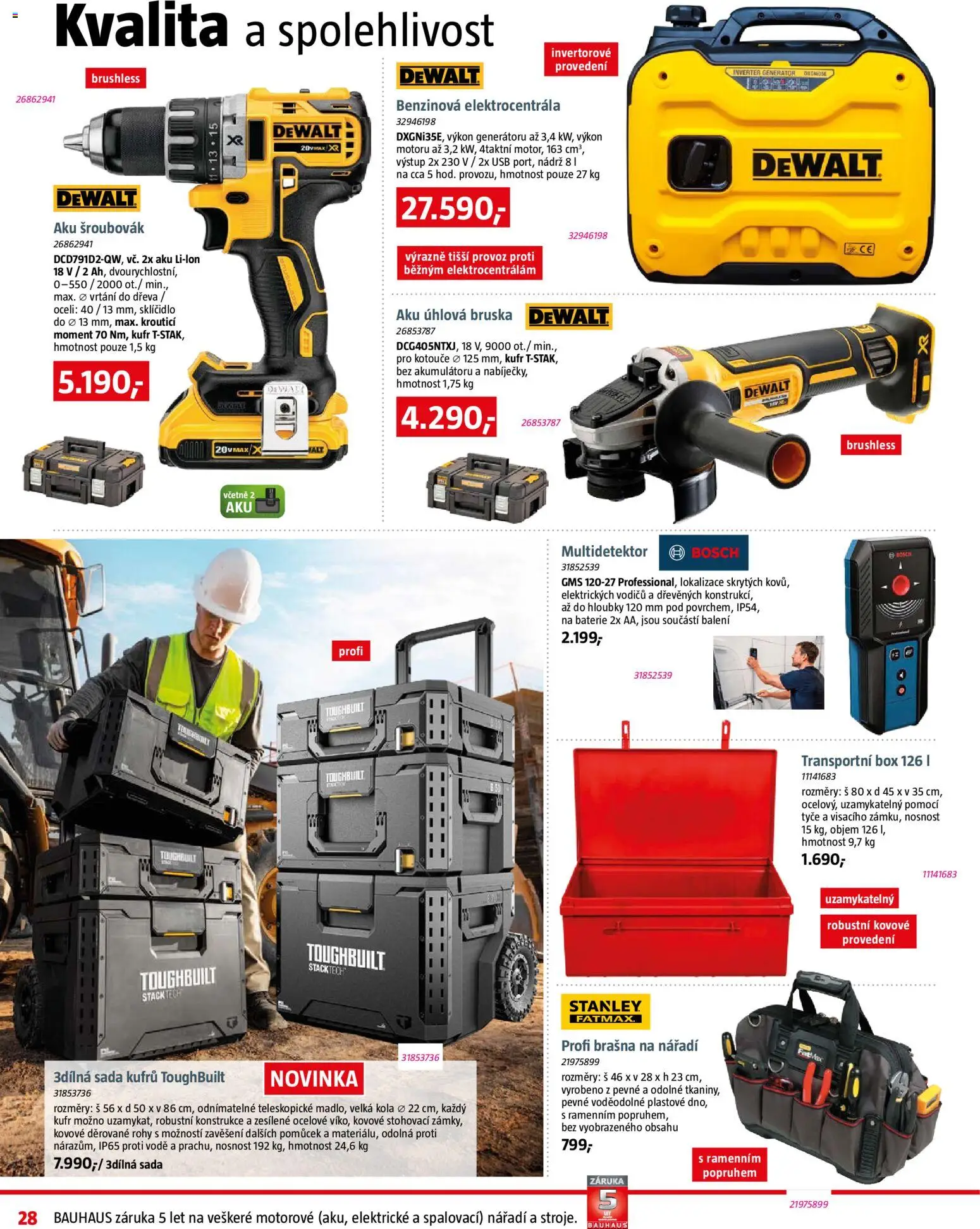 Bauhaus leták od 06.03.2026 | Strana: 28 | Produkty: Baterie, Kola, Úhlová bruska, Aku šroubovák