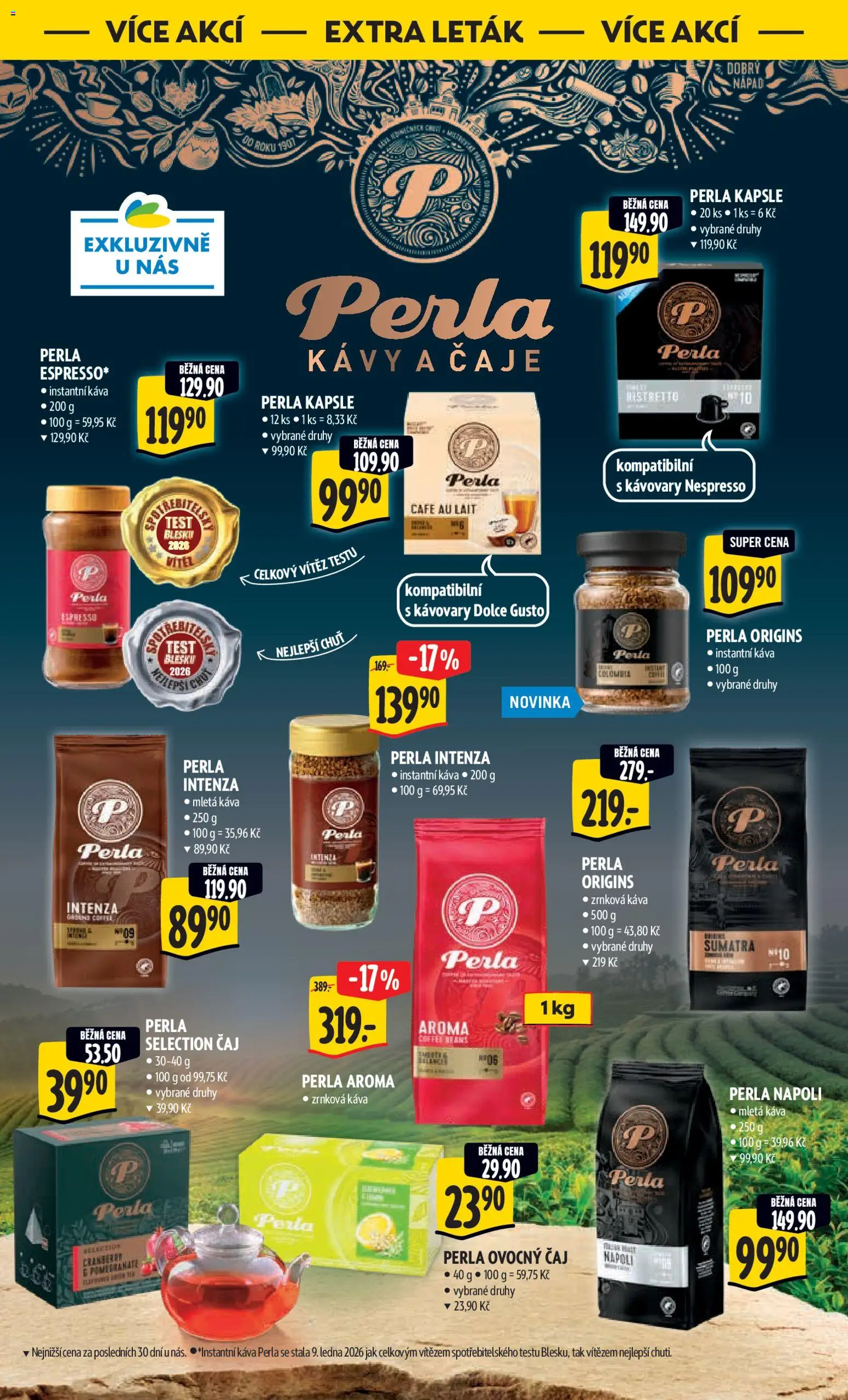 Albert leták - Hypermarket od 04.02.2026 | Strana: 45 | Produkty: Káva Perla, Čaj, Zrnková káva, Perla