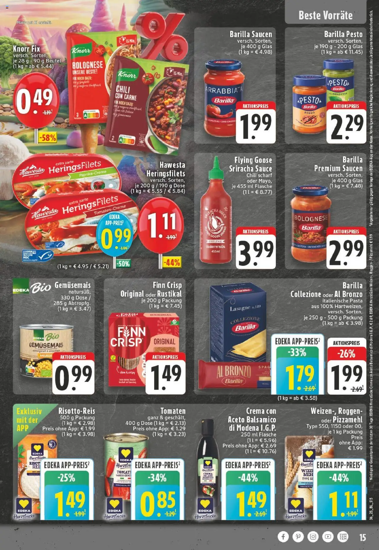 Edeka prospekt Uedem	 – gültig ab 01.09.2025 | Seite: 15 | Produkte: Barilla, Balsamico, Tomaten, Pasta