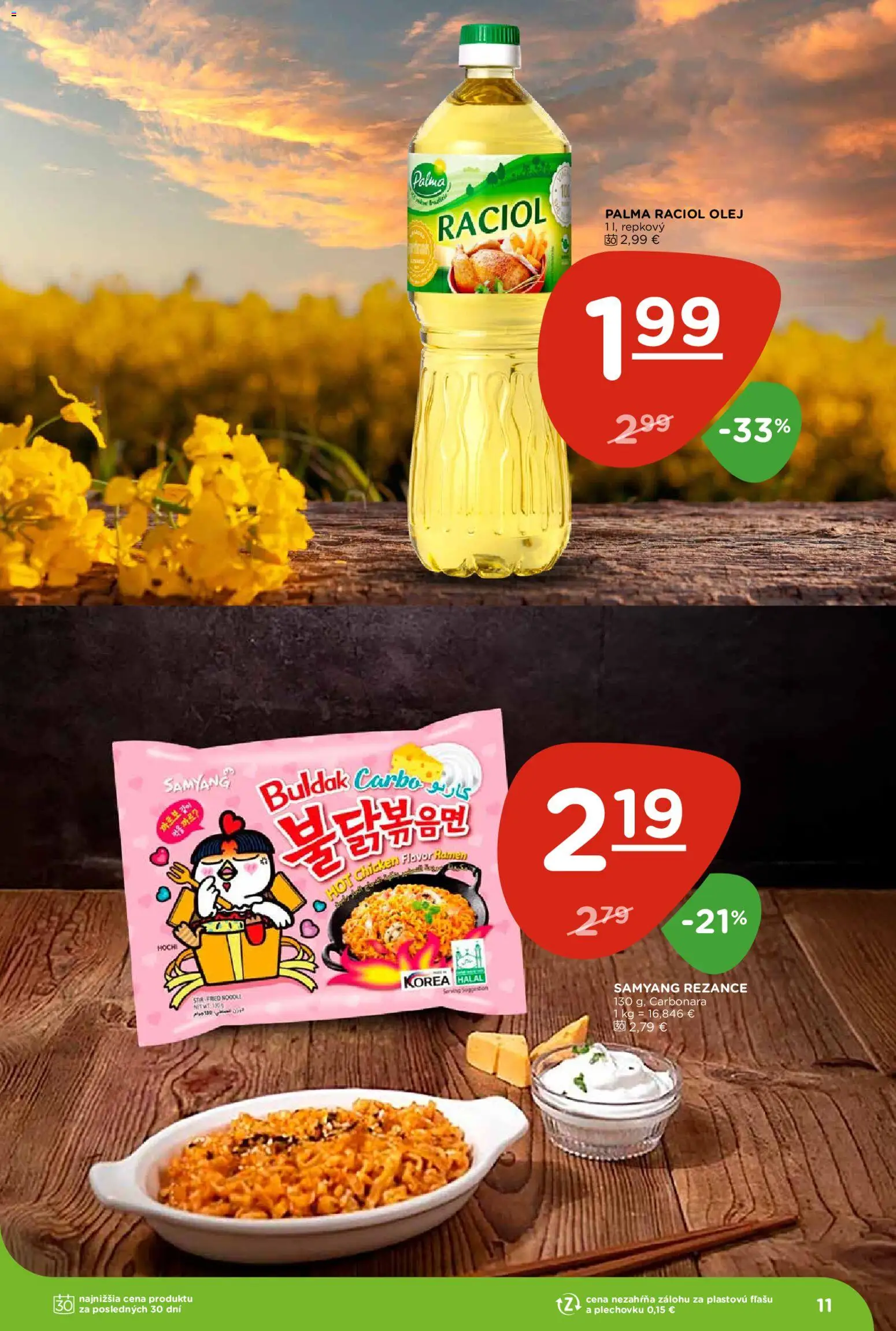 Nové Terno akcie – leták je platný od 23.04.2026 | Strana: 11 | Produkty: Olej, Raciol olej, Rezance