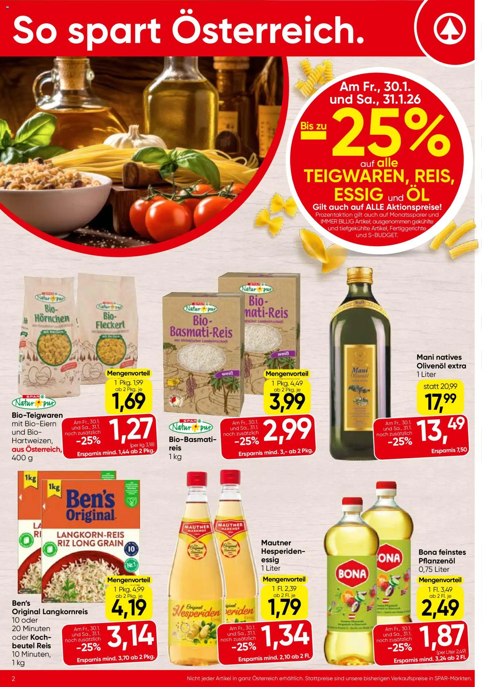 Spar Flugblatt - Oberösterreich gültig ab 29.01.2026 | Seite: 2 | Produkte: Fertiggerichte, Öl, Reis