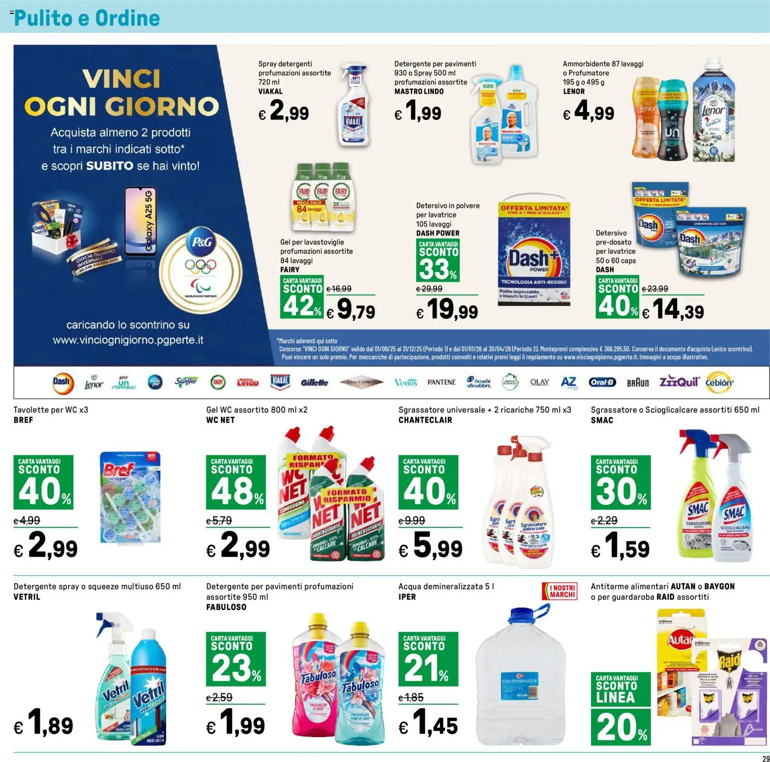Volantino Iper del 24.10.2025 | Pagina: 29 | Prodotti: Ammorbidente, Detergente, Candeggina, Acqua