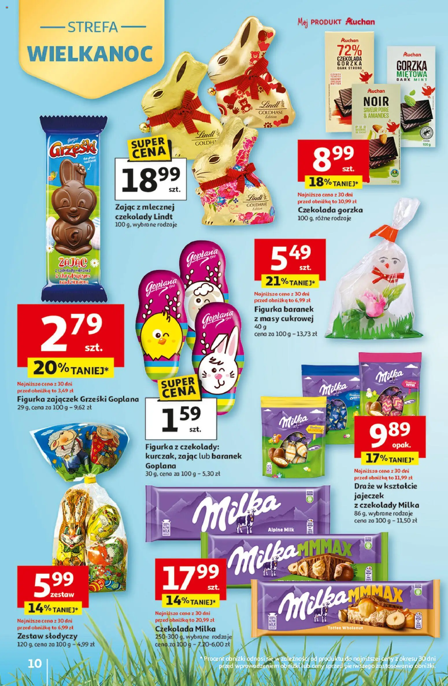 Auchan gazetka - 30 Lat Hipermarket od 26.03.2026 | Strona: 10 | Produkty: Czekolady, Czekolada gorzka, Czekolady milka, Czekolada