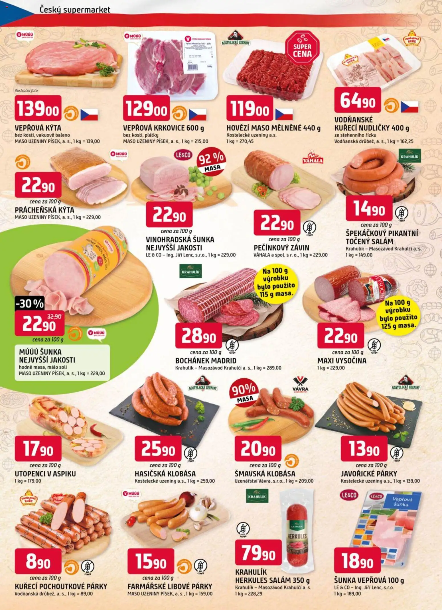 Trefa leták od 25.02.2026 | Strana: 2 | Produkty: Párky, Uzeniny, Kuře, Krkovice