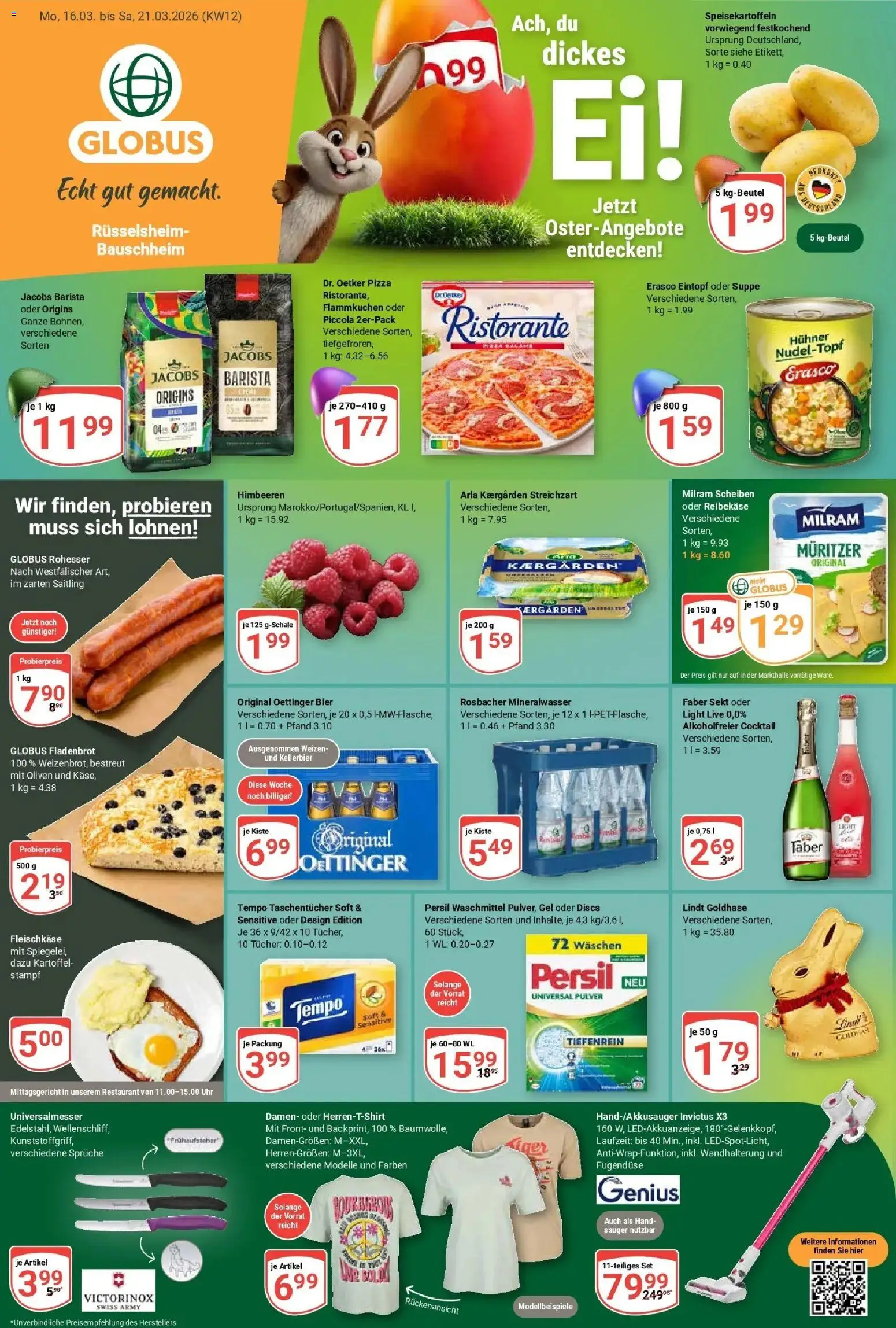 Globus prospekt Rüsselsheim	 – gültig ab 15.03.2026 | Seite: 1 | Produkte: Bier, Sekt, Erasco, Persil