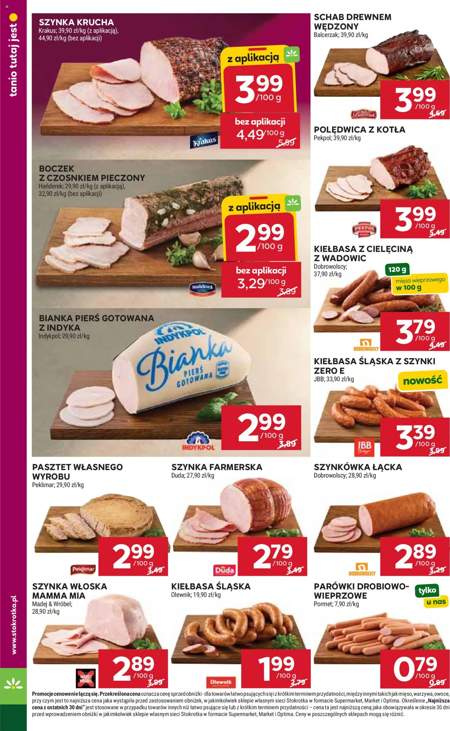 Stokrotka gazetka od 16.04.2026 | Strona: 18 | Produkty: Kiełbasa, Stokrotka, Kiełbasa śląska, Boczek