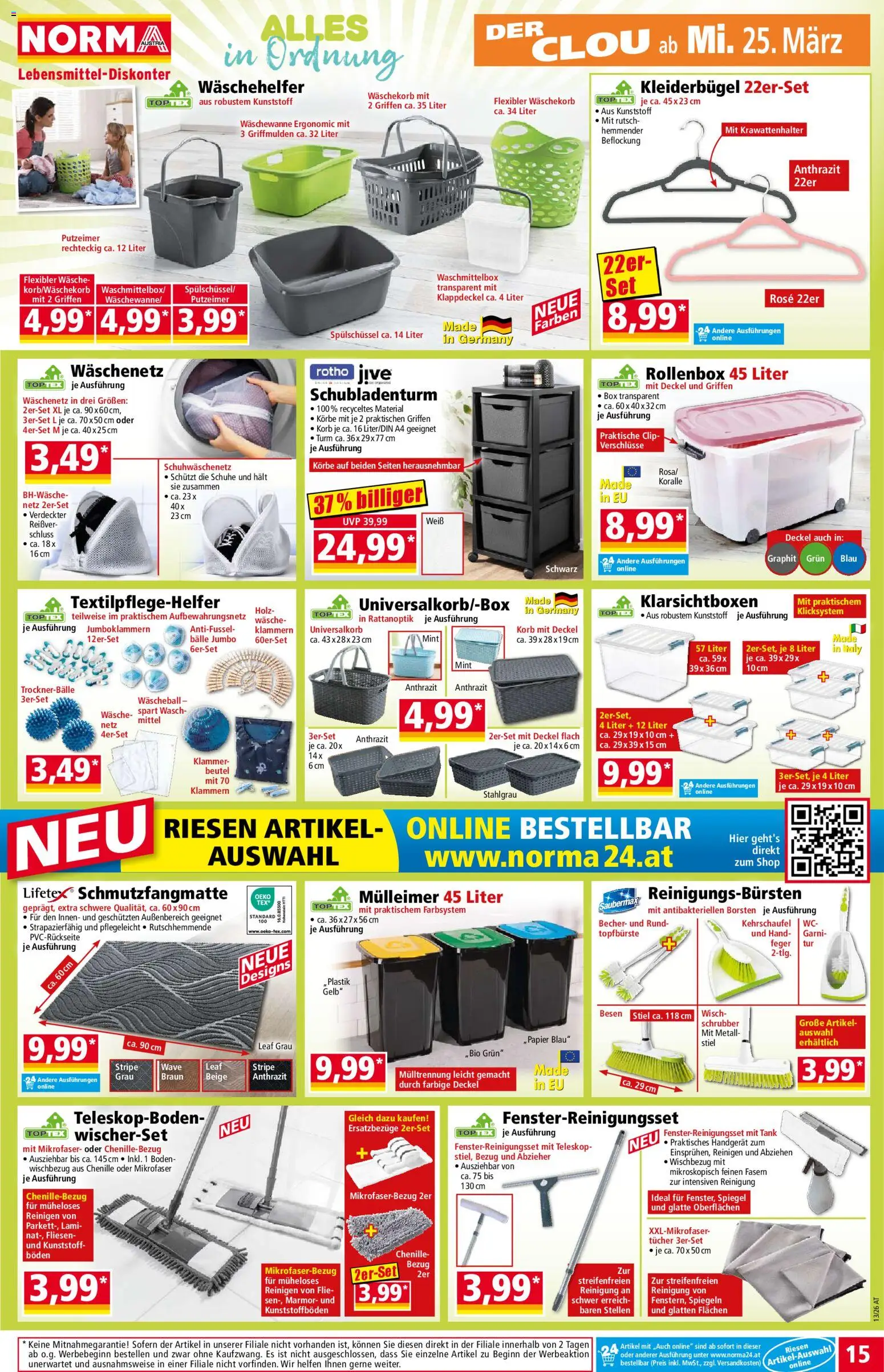 Norma Flugblatt gültig ab 23.03.2026 | Seite: 15 | Produkte: Box, Korb, Spiegel, Kleiderbügel