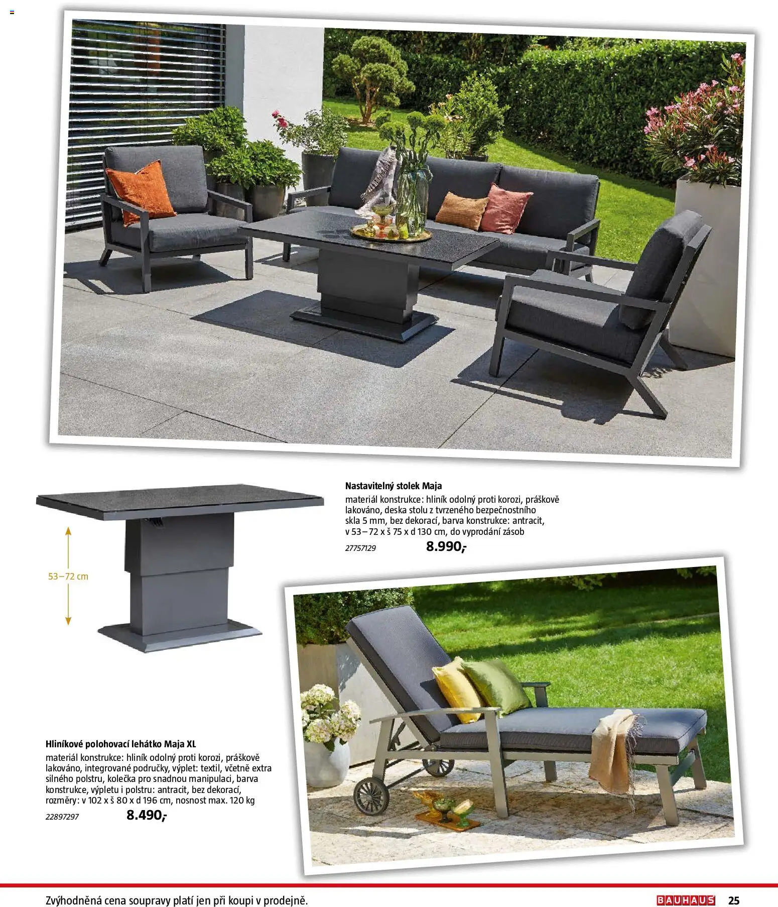 Bauhaus katalog Záhradní nábytek od 08.04.2026 | Strana: 25 | Produkty: Lehátko, Stolek