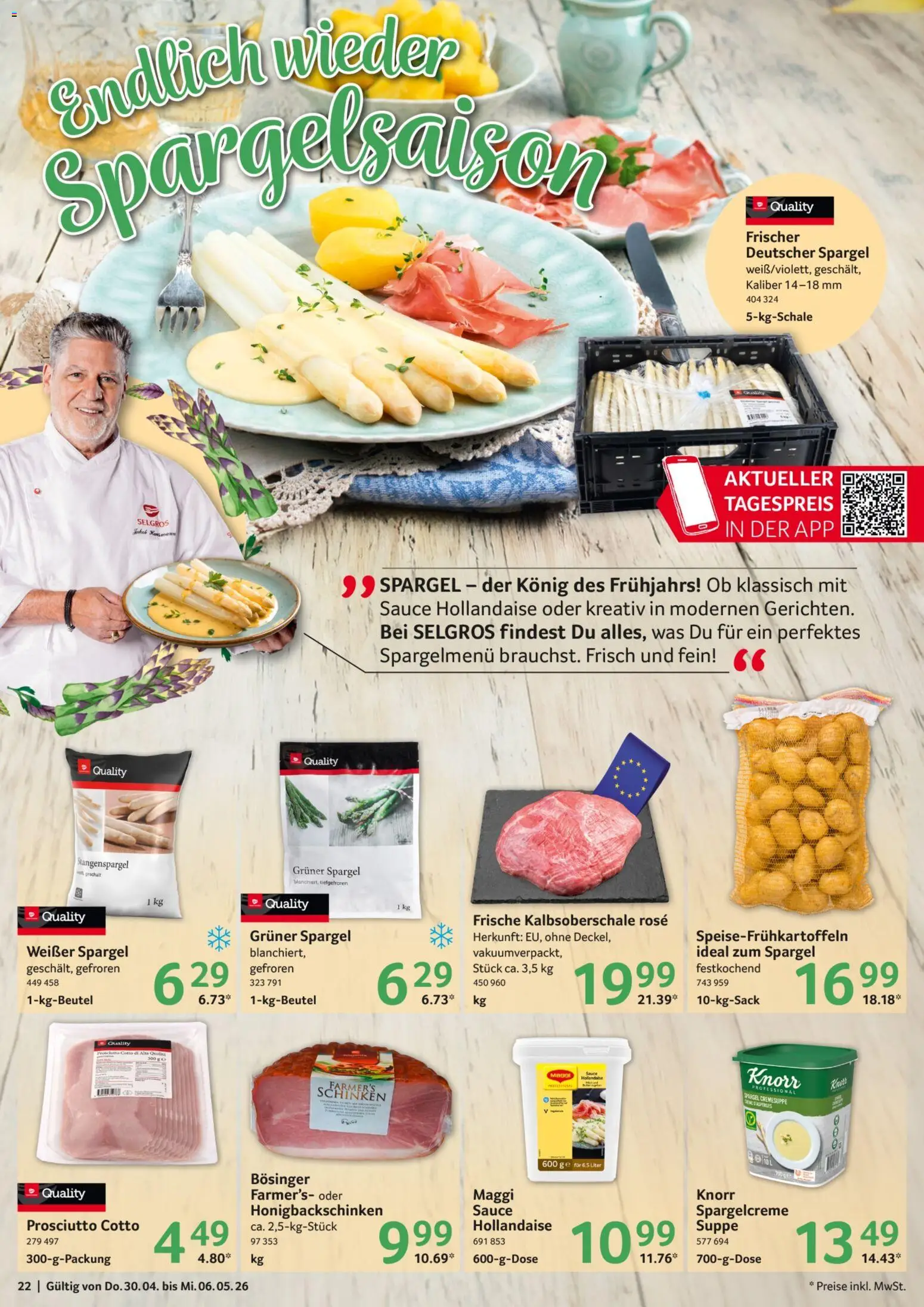 Selgros Prospekt 	 – gültig ab 30.04.2026 | Seite: 22 | Produkte: Maggi, Knorr, Spargel, Schinken