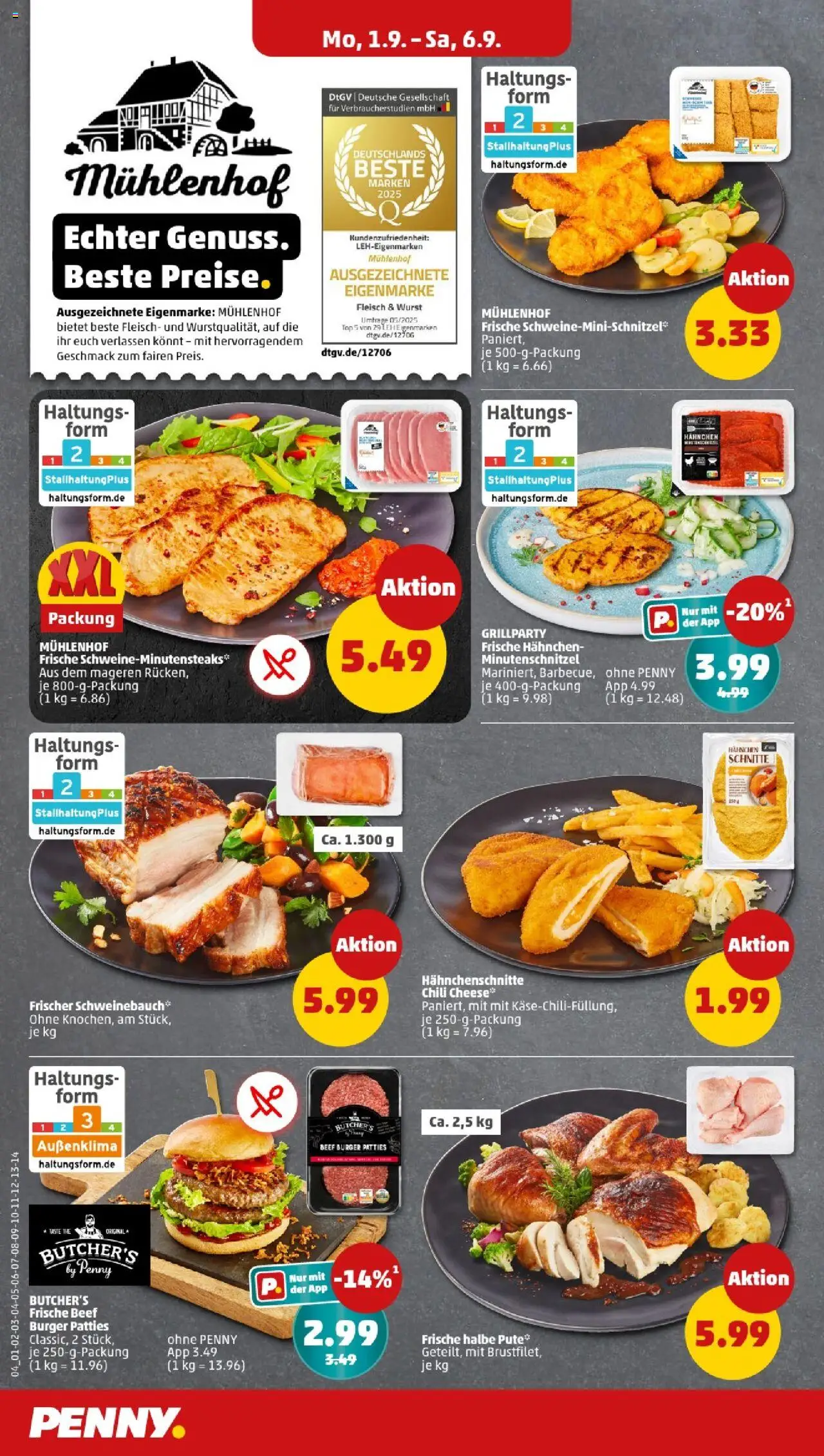 Penny -  Berlin - gültig ab dem 01.09.2025 | Seite: 4 | Produkte: Hahnchen, Schweinebauch, Wurst, Fleisch