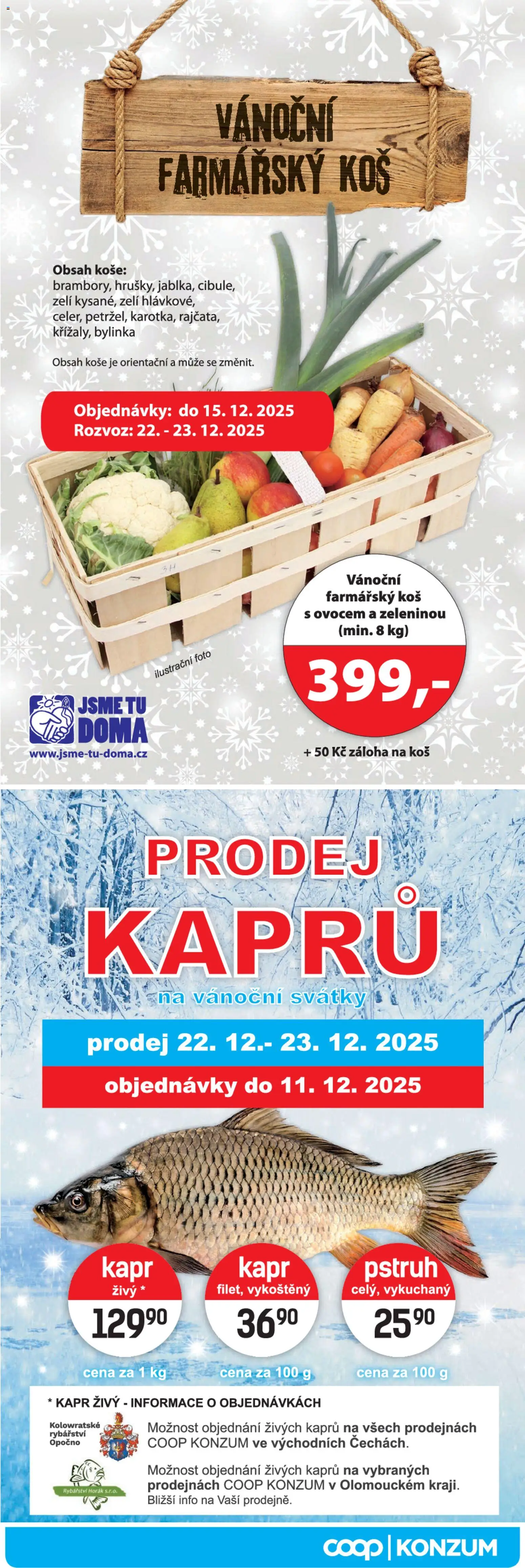 Konzum leták od 26.11.2025 | Strana: 3 | Produkty: Zelí, Pstruh, Koš, Kapr