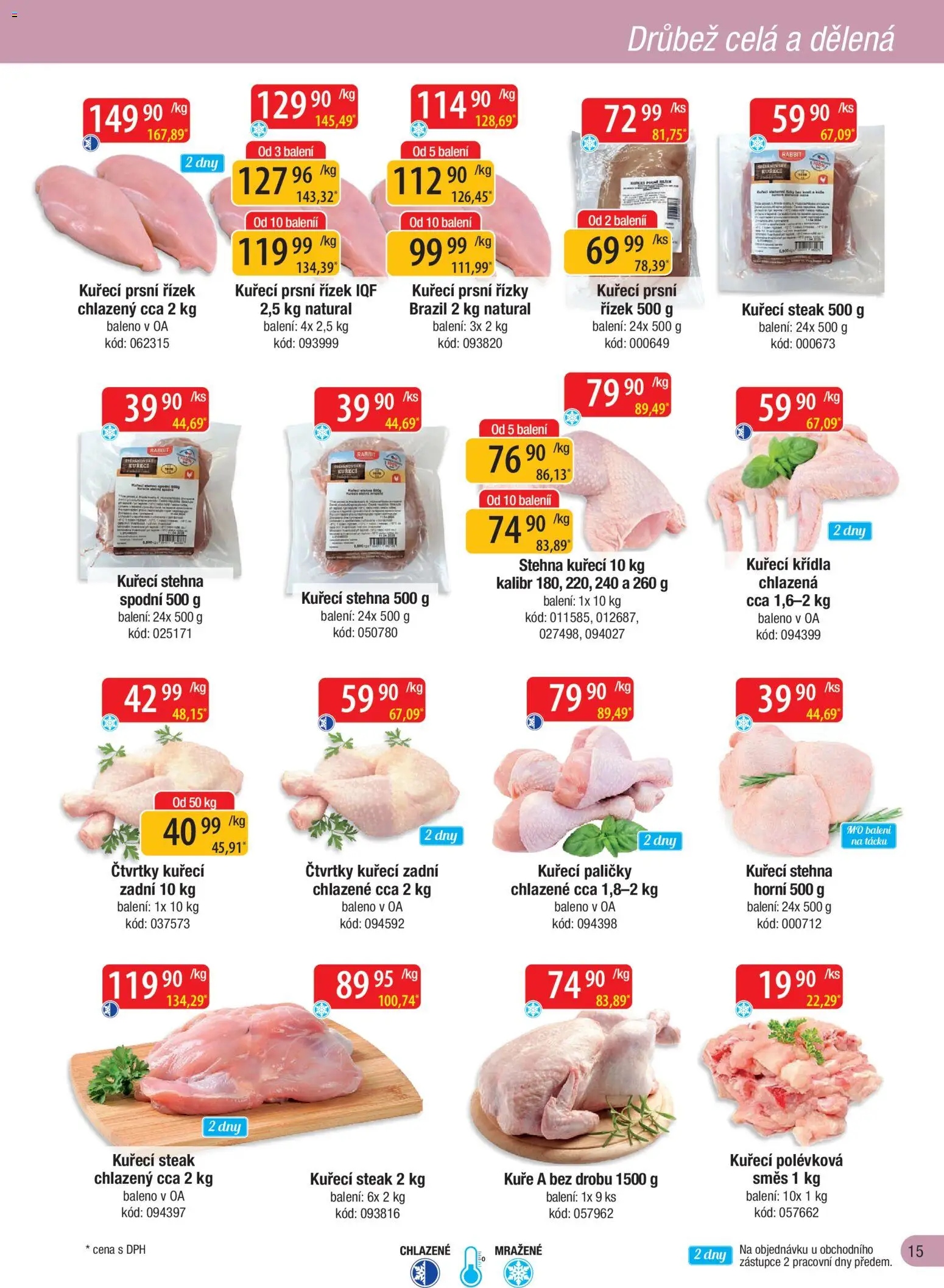 Astur & Qanto leták - Velkoobchod fresh 04/2026 od 01.04.2026 | Strana: 15 | Produkty: Kuřecí čtvrtky, Steak, Kuře, Kuřecí paličky