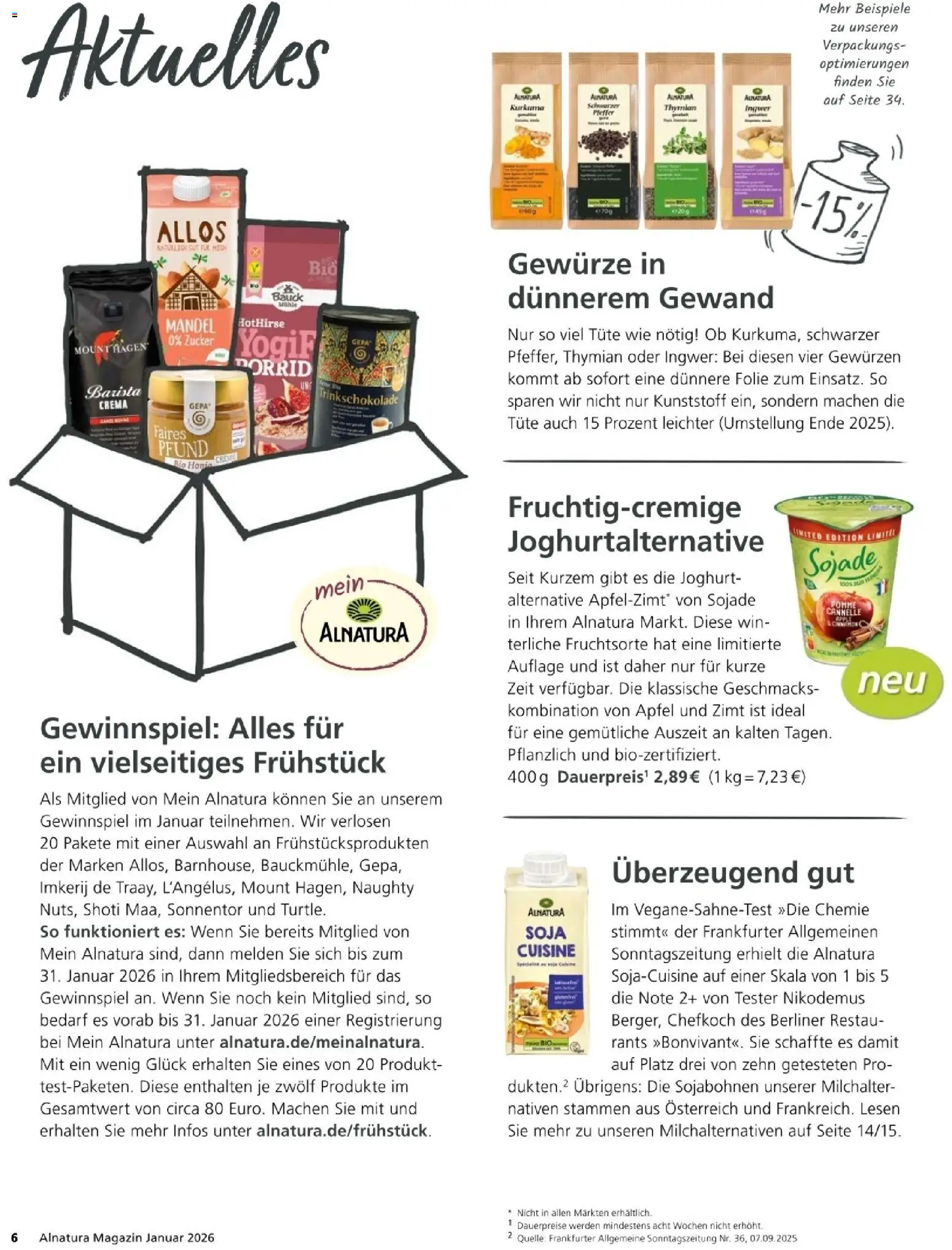 Alnatura Prospekt – gültig ab 01.01.2026 | Seite: 6 | Produkte: Berliner, Joghurt, Creme, Pfeffer